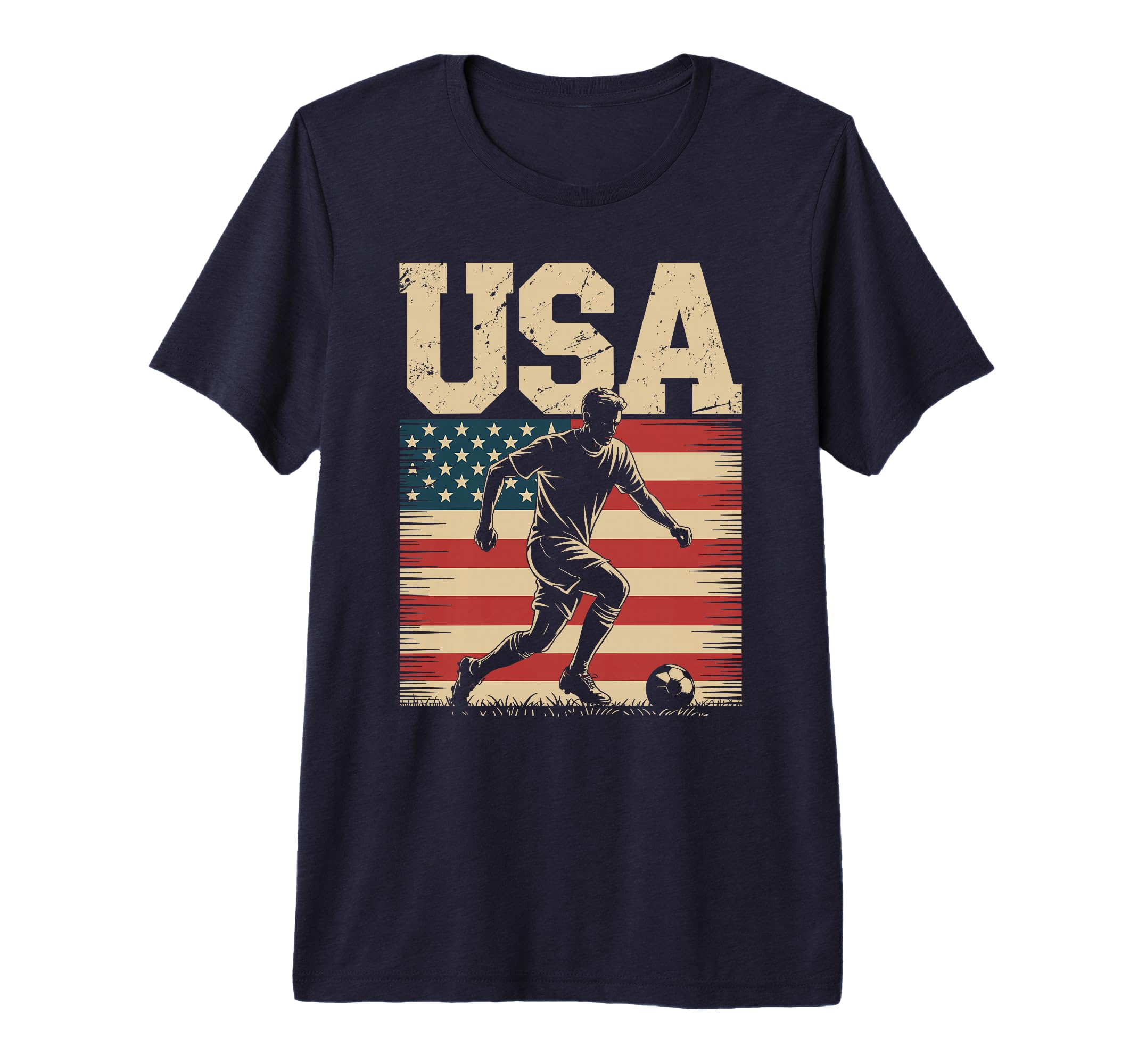 Patriotic Soccer Usa Flag Soccer T-Shirt - Casual Everyday Wear Unisex - T-Shirt, Sweatshirt, Hoodie