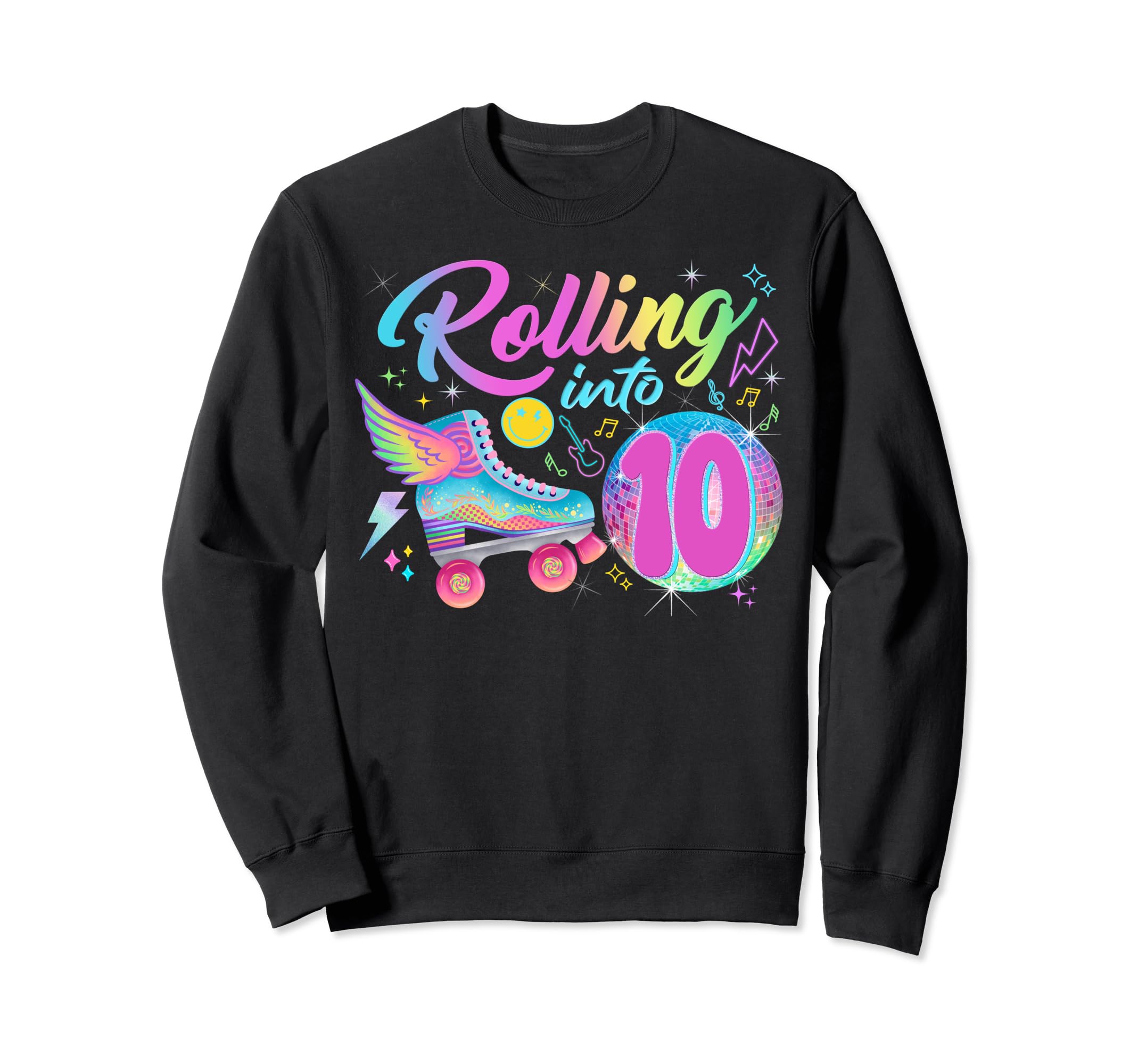Roller Skates Birthday Disco Ball Sweatshirt - Minimalist Print Unisex - T-Shirt, Sweatshirt, Hoodie