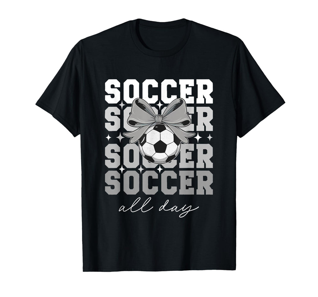Groovy Soccer Coquette Bow Soccer All Day T-Shirt - Minimalist Print Unisex - T-Shirt, Sweatshirt, Hoodie