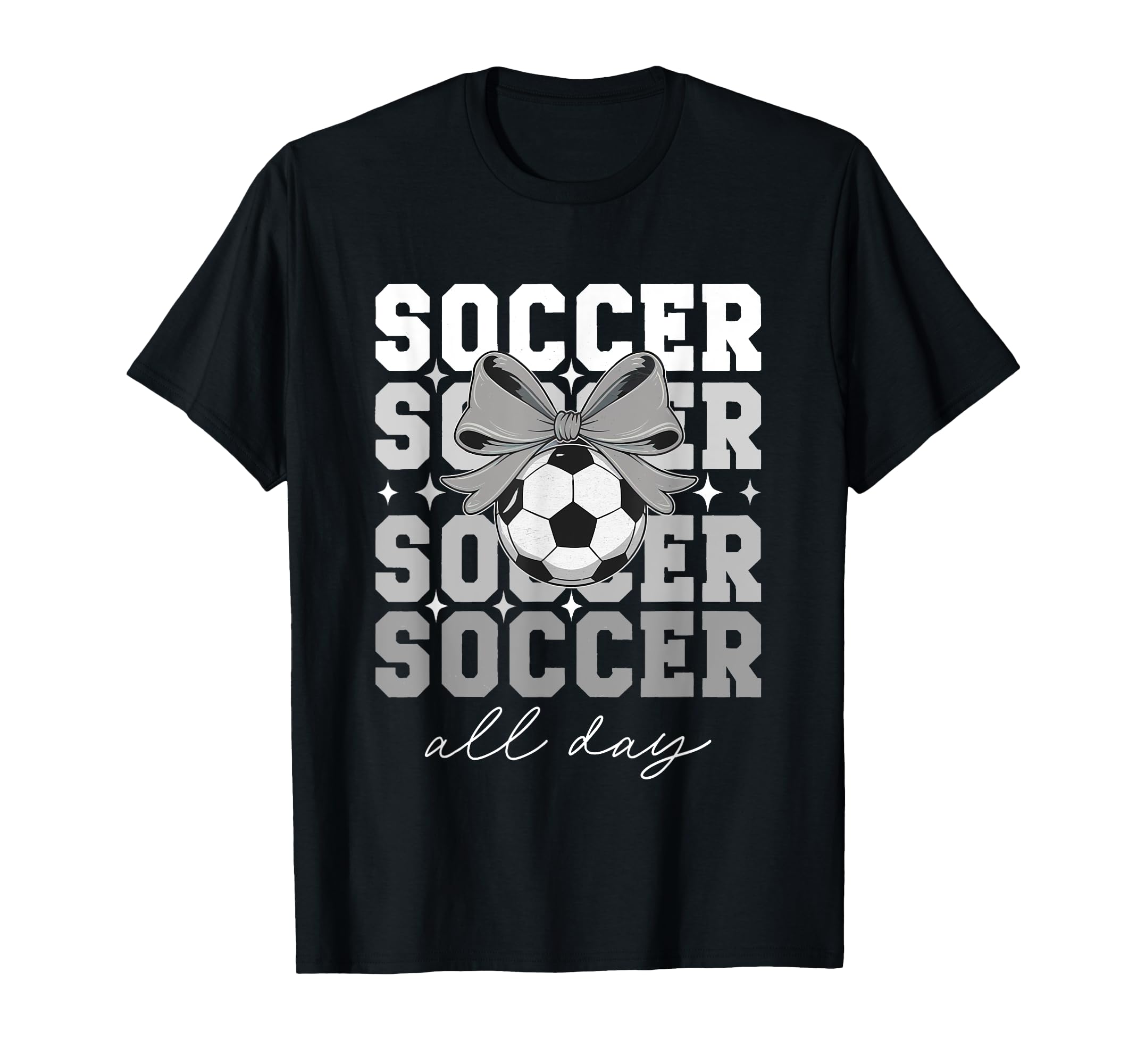 Groovy Soccer Coquette Bow Soccer All Day T-Shirt - Minimalist Print Unisex - T-Shirt, Sweatshirt, Hoodie