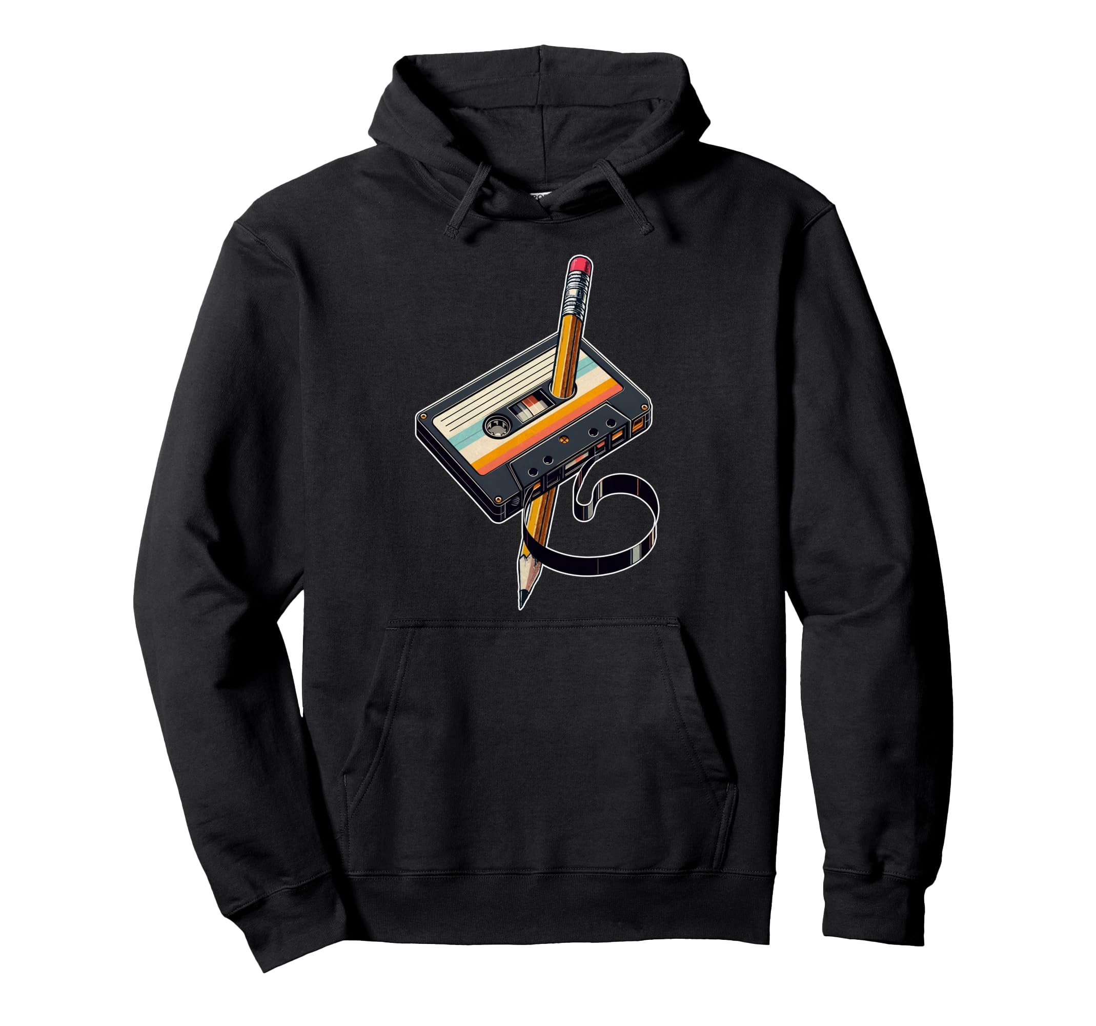 Pencil Rewind Cassette Tape Nostalgia Hoodie - Novelty Apparel Men Women - T-Shirt, Sweatshirt, Hoodie