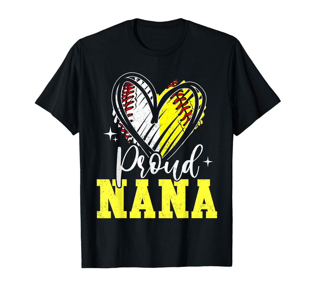 Proud Nana Baseball Softball Heart T-Shirt - Fun Novelty Design Unisex - T-Shirt, Sweatshirt, Hoodie