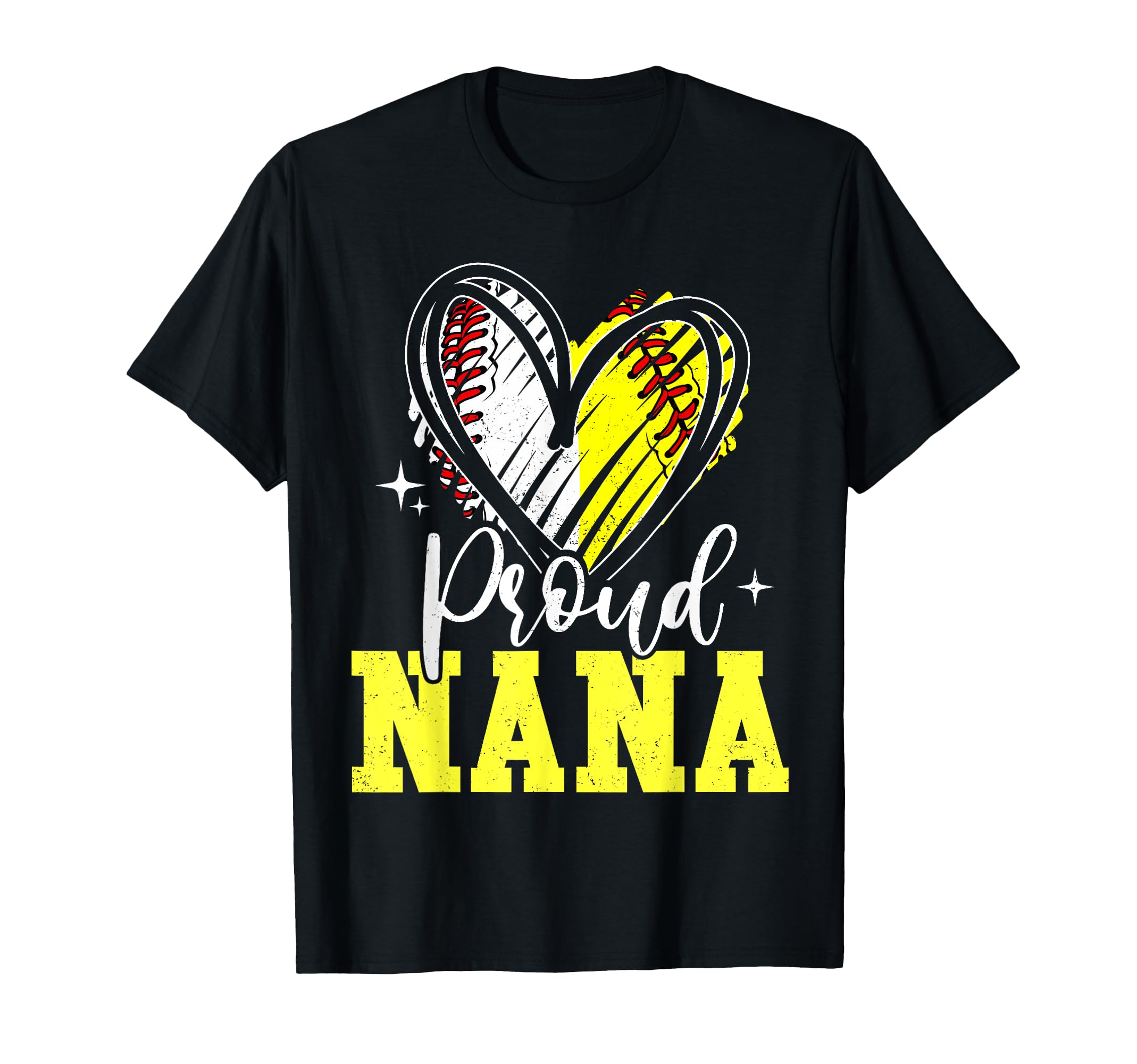 Proud Nana Baseball Softball Heart T-Shirt - Fun Novelty Design Unisex - T-Shirt, Sweatshirt, Hoodie