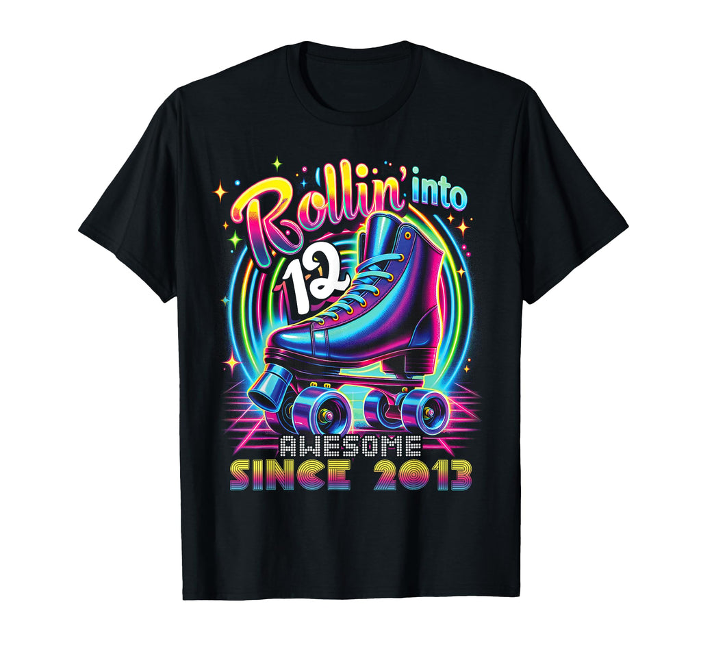 Birthday Roller Skating 12Th Rollin T-Shirt - Aesthetic Graphic Unisex - T-Shirt, Sweatshirt, Hoodie