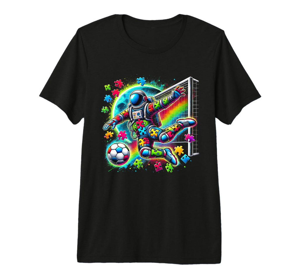Astronaut Playing Soccer Autism T-Shirt - Minimalist Print Men Women - T-Shirt, Sweatshirt, Hoodie