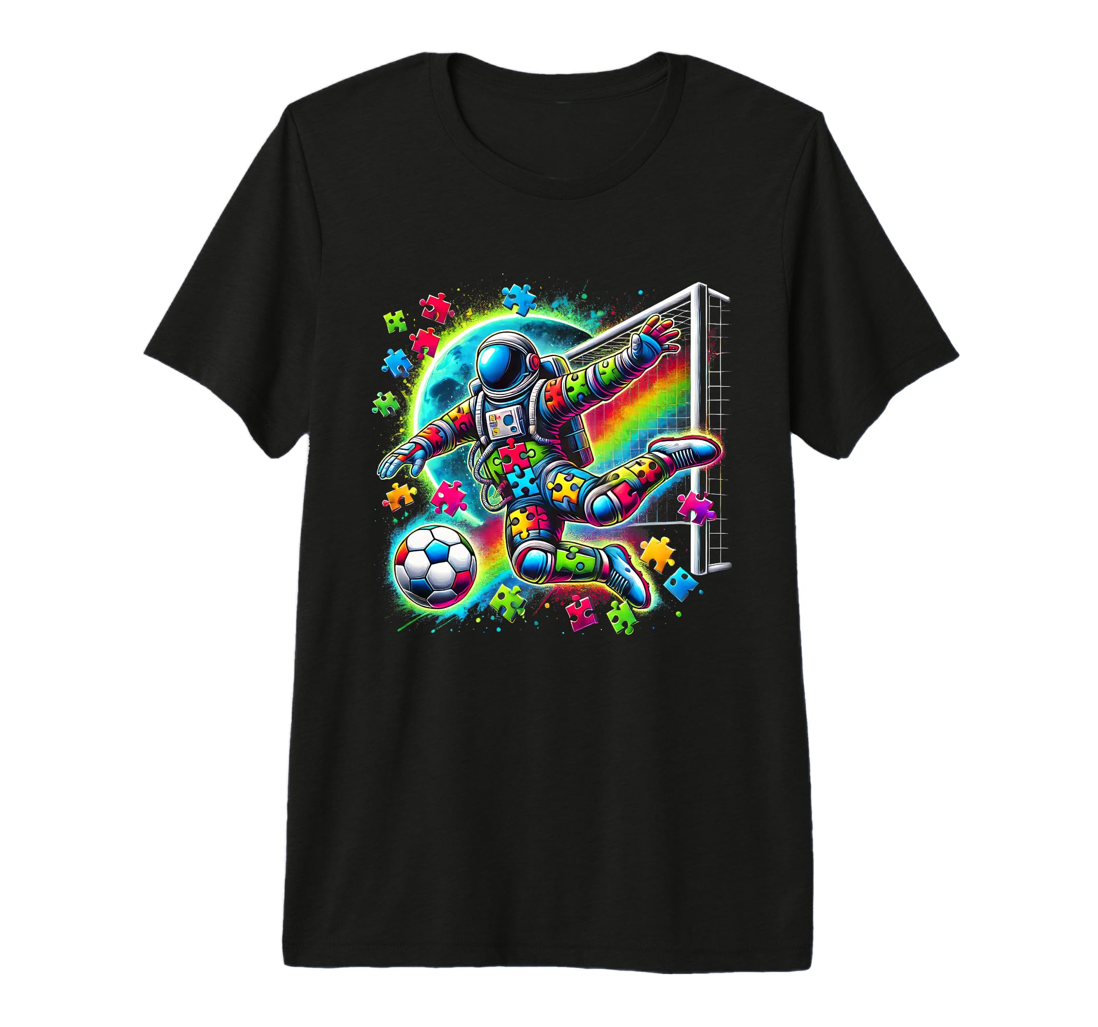 Astronaut Playing Soccer Autism T-Shirt - Minimalist Print Men Women - T-Shirt, Sweatshirt, Hoodie
