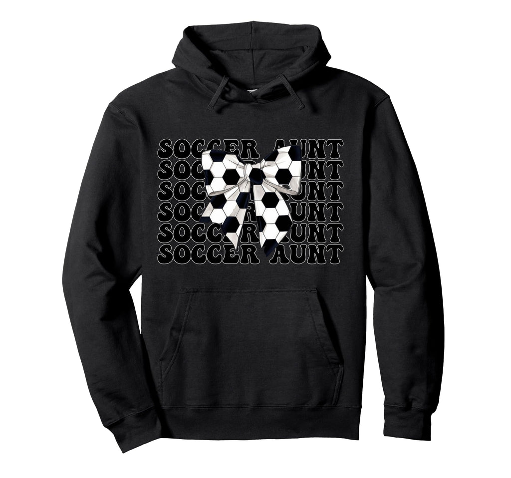 Soccer Aunt Soccer Auntie Coquette Bow Hoodie - Aesthetic Graphic Unisex - T-Shirt, Sweatshirt, Hoodie
