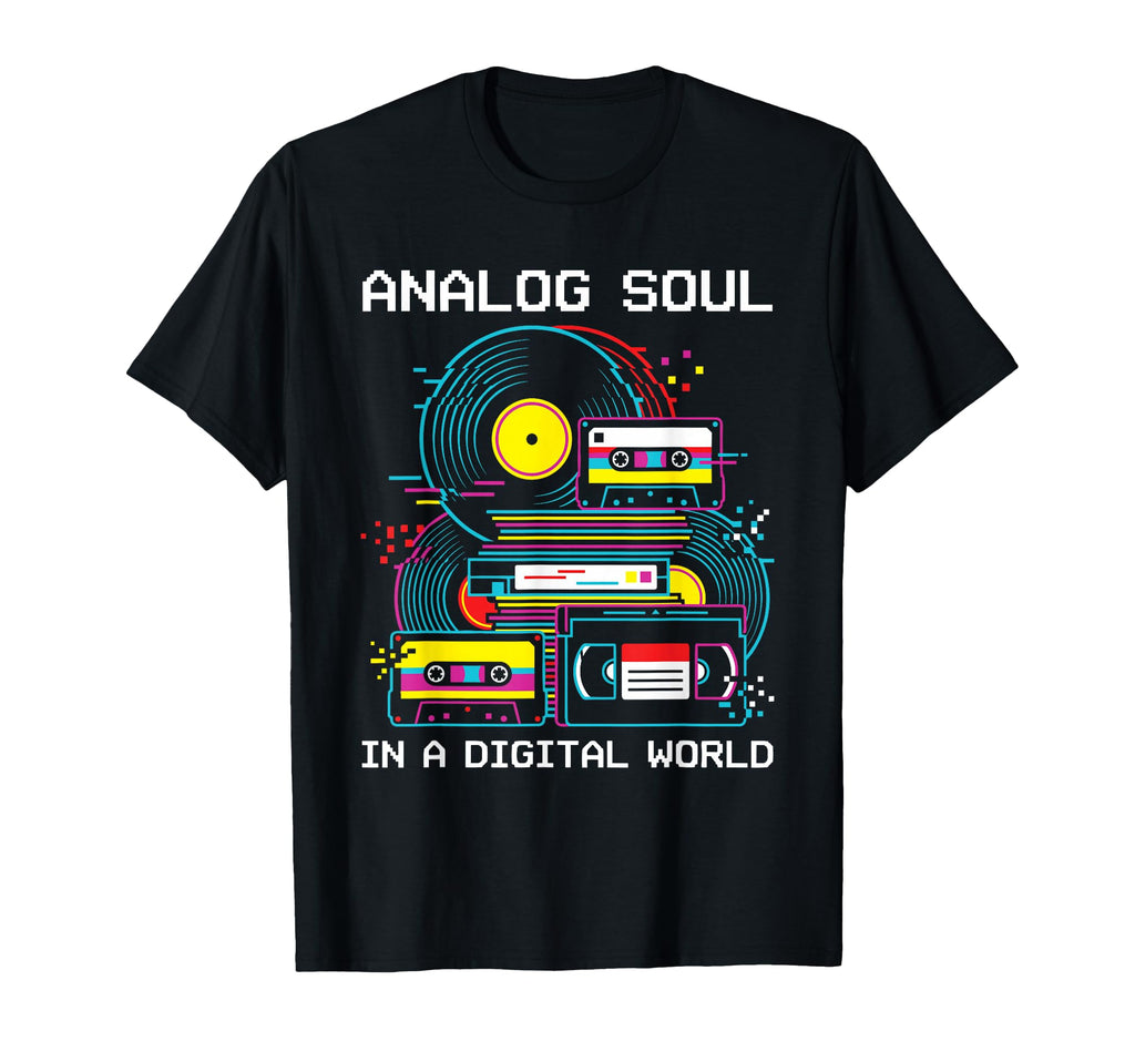 Analog Soul Digital World Vinyl T-Shirt - Minimalist Print Men Women - T-Shirt, Sweatshirt, Hoodie
