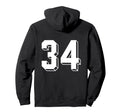 Number 34 Backside 80S 90S Team Jersey Hoodie - Graphic Print Unisex - T-Shirt, Sweatshirt, Hoodie