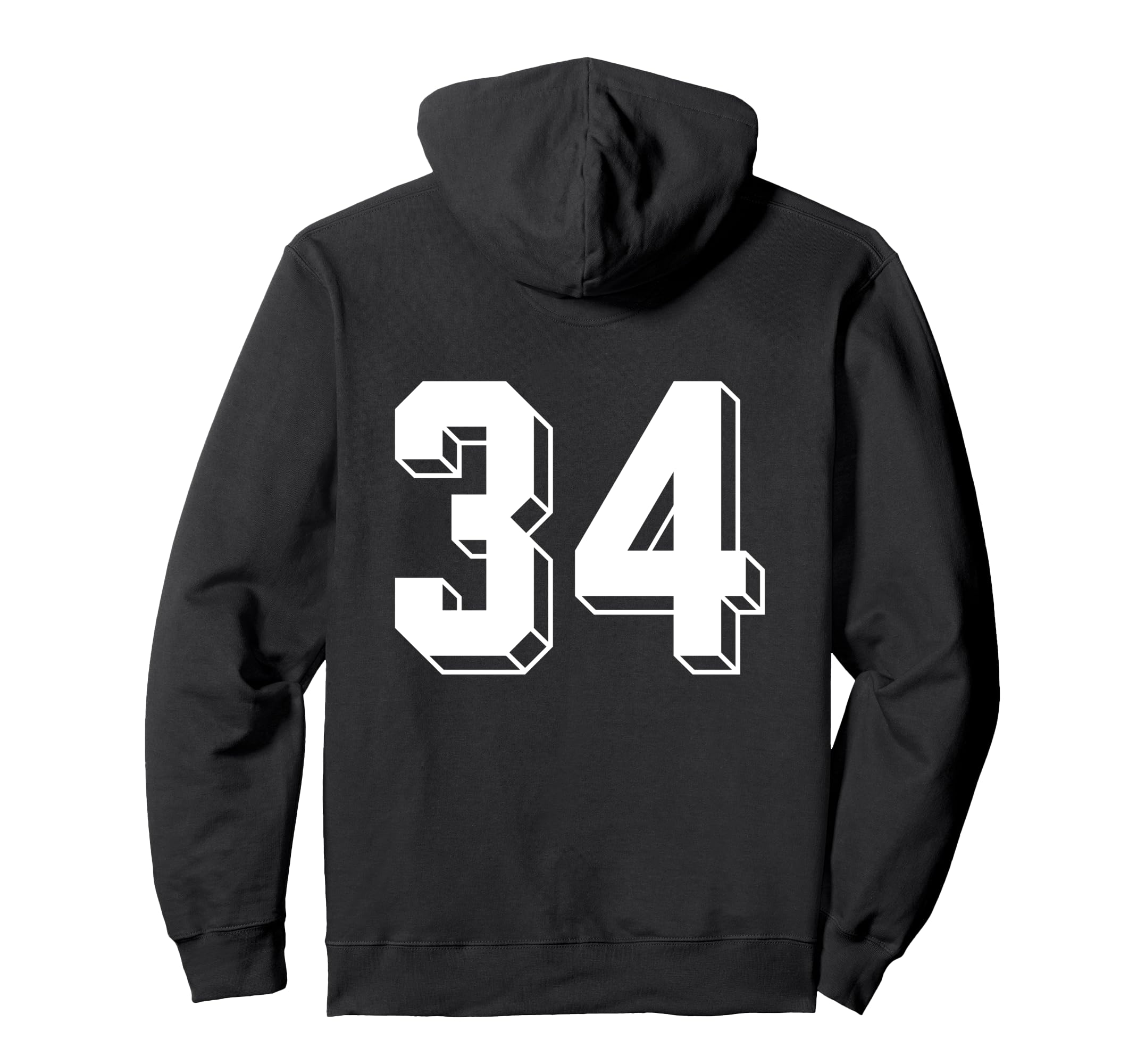 Number 34 Backside 80S 90S Team Jersey Hoodie - Graphic Print Unisex - T-Shirt, Sweatshirt, Hoodie
