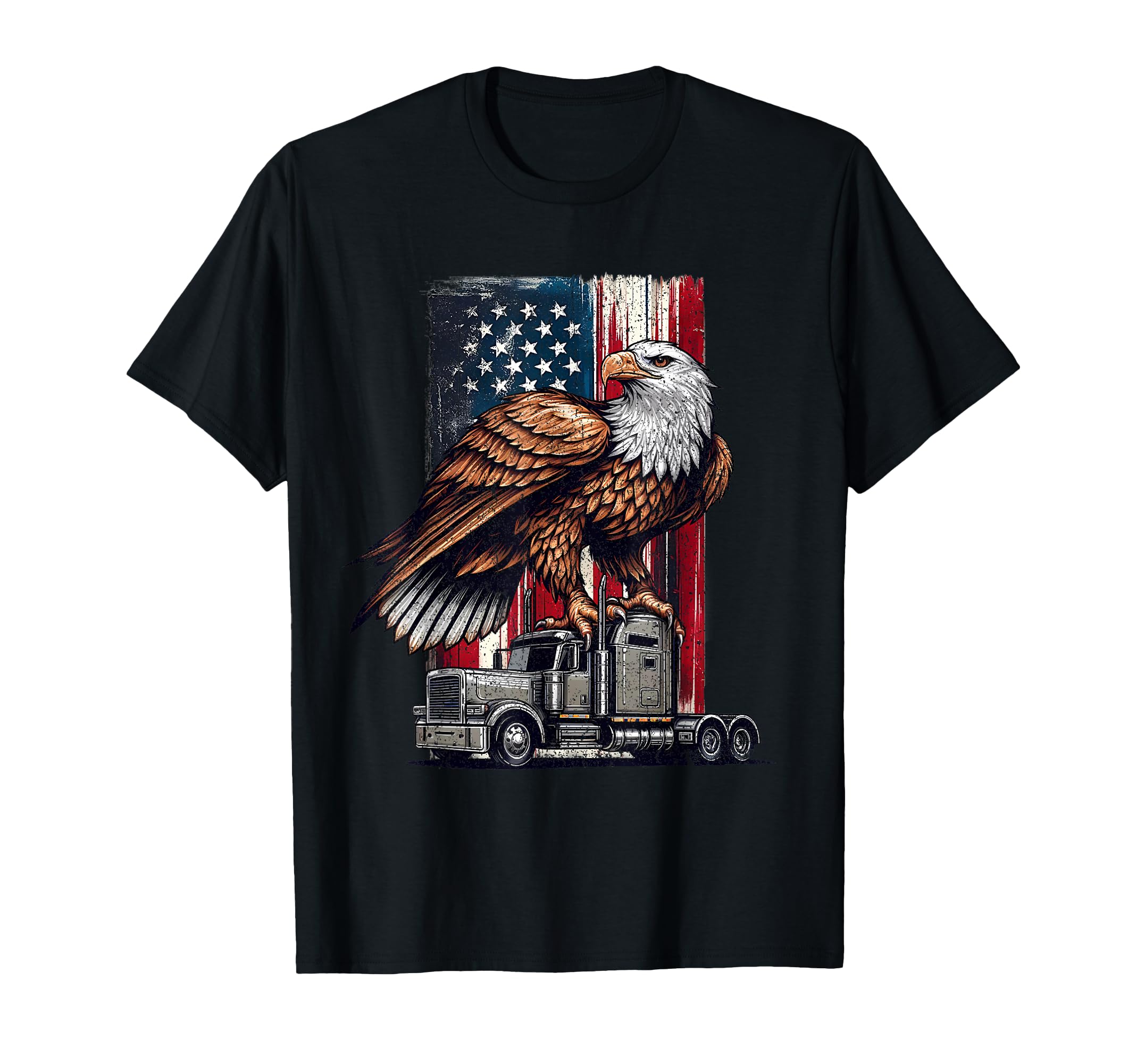 Trucking Trucker American Flag T-Shirt - Minimalist Print Men Women - T-Shirt, Sweatshirt, Hoodie