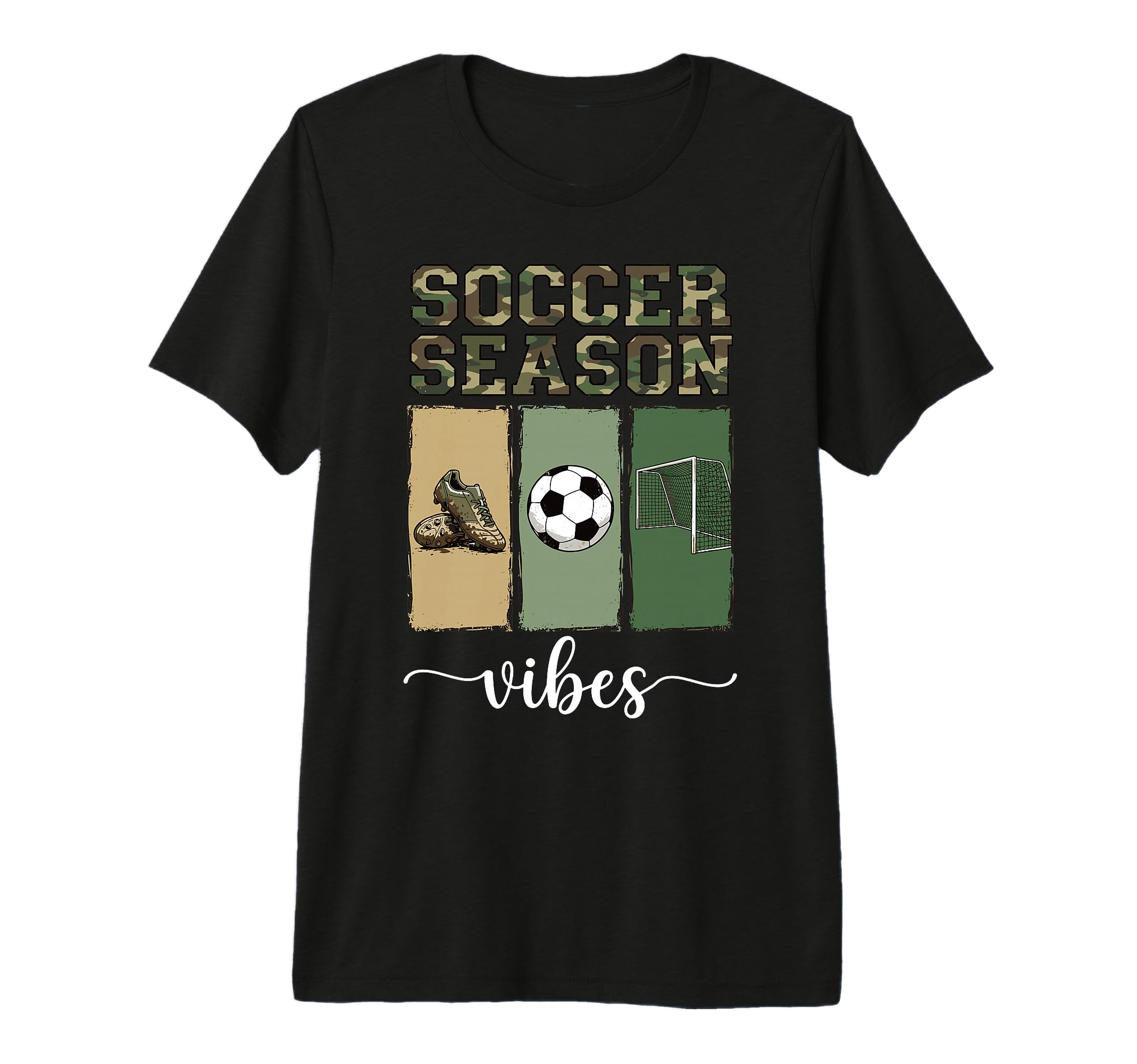Camo Soccer Season Goal And Cleats Art T-Shirt - Unique Graphic Men Women - T-Shirt, Sweatshirt, Hoodie