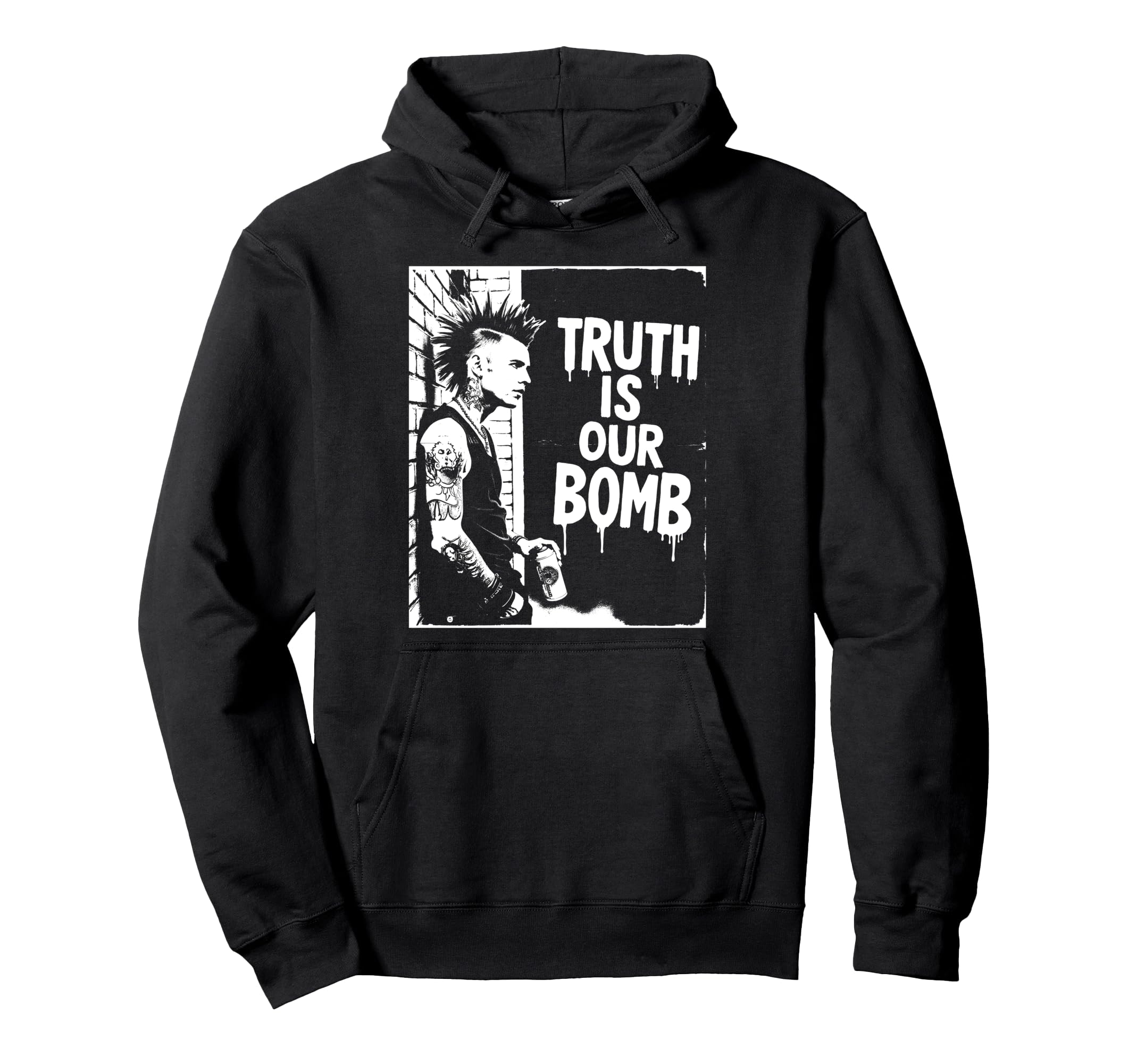 Punk Rock 90S Grunge Distressed Street Art Hoodie - Custom Art Print Unisex - T-Shirt, Sweatshirt, Hoodie