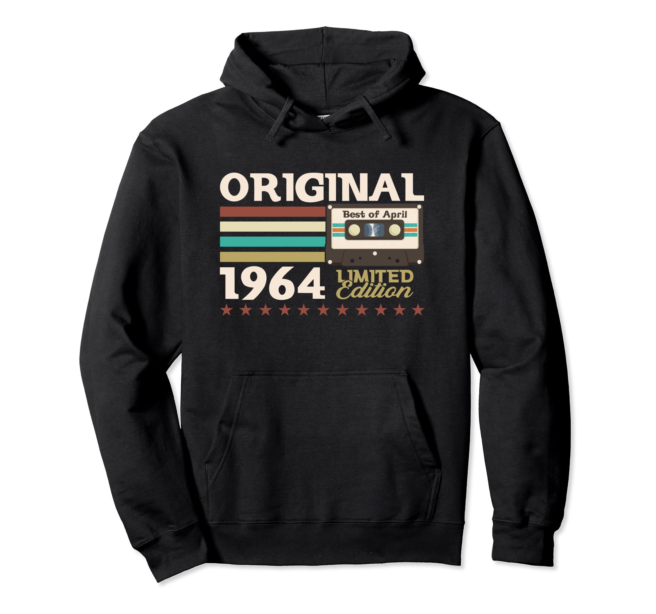 60Th Birthday Gift April 1964 Cassette Hoodie - Trendy Graphic for Adults - T-Shirt, Sweatshirt, Hoodie