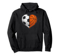 Soccer Basketball Ball Heart Sports Hoodie - Graphic Print for Adults - T-Shirt, Sweatshirt, Hoodie