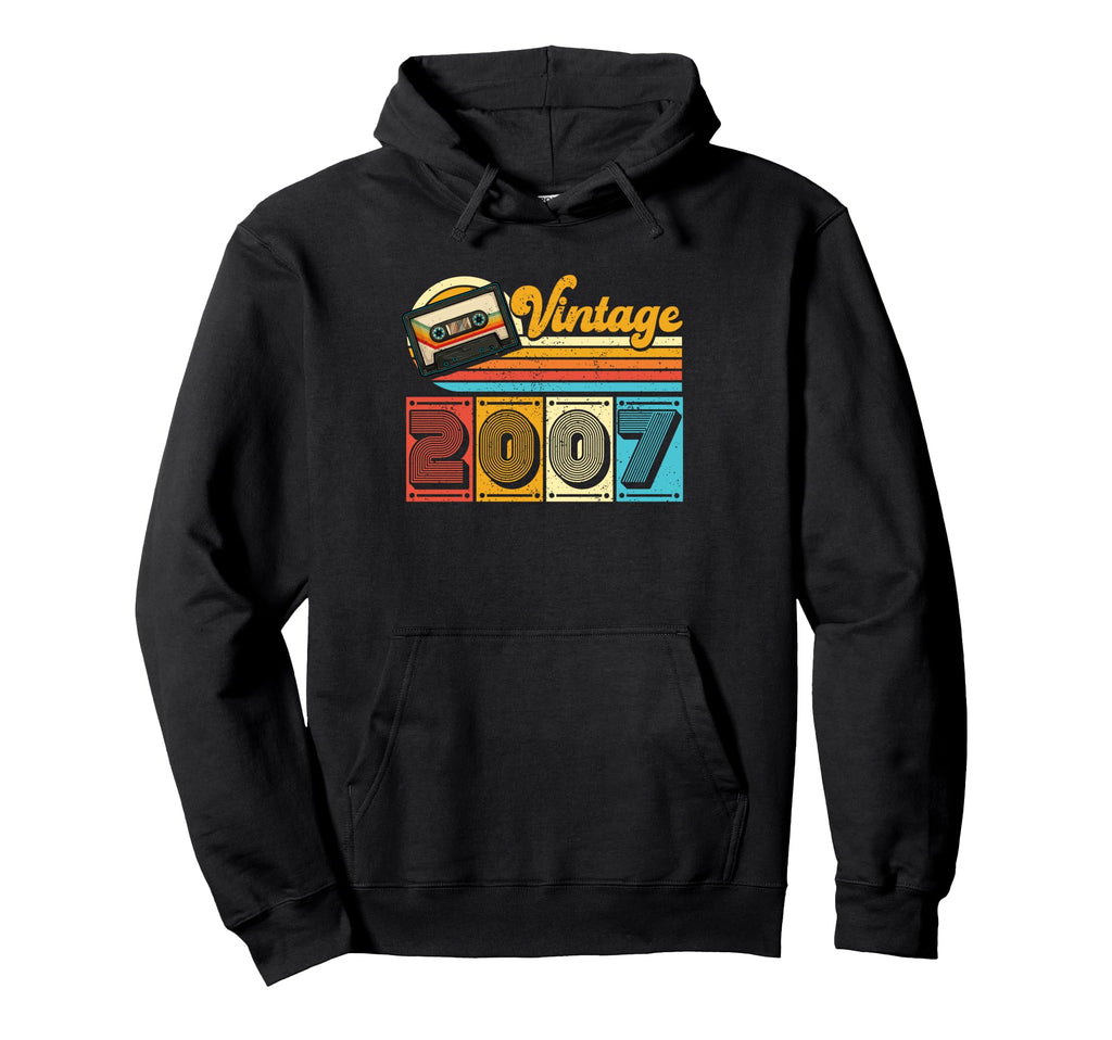 18 Years Old Gifts 2007 Cassette Tape Hoodie - Minimalist Print for Adults - T-Shirt, Sweatshirt, Hoodie
