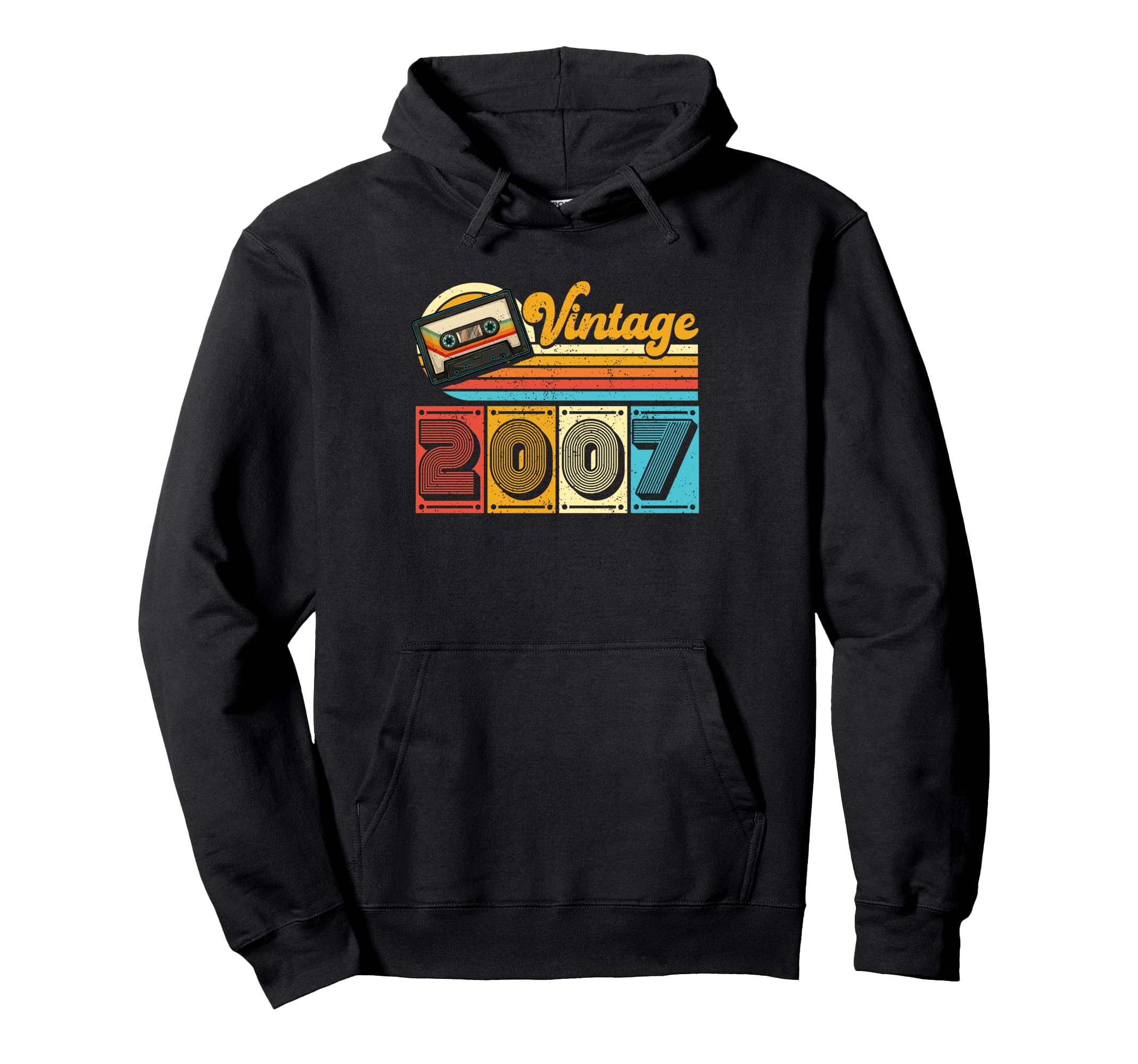 18 Years Old Gifts 2007 Cassette Tape Hoodie - Minimalist Print for Adults - T-Shirt, Sweatshirt, Hoodie
