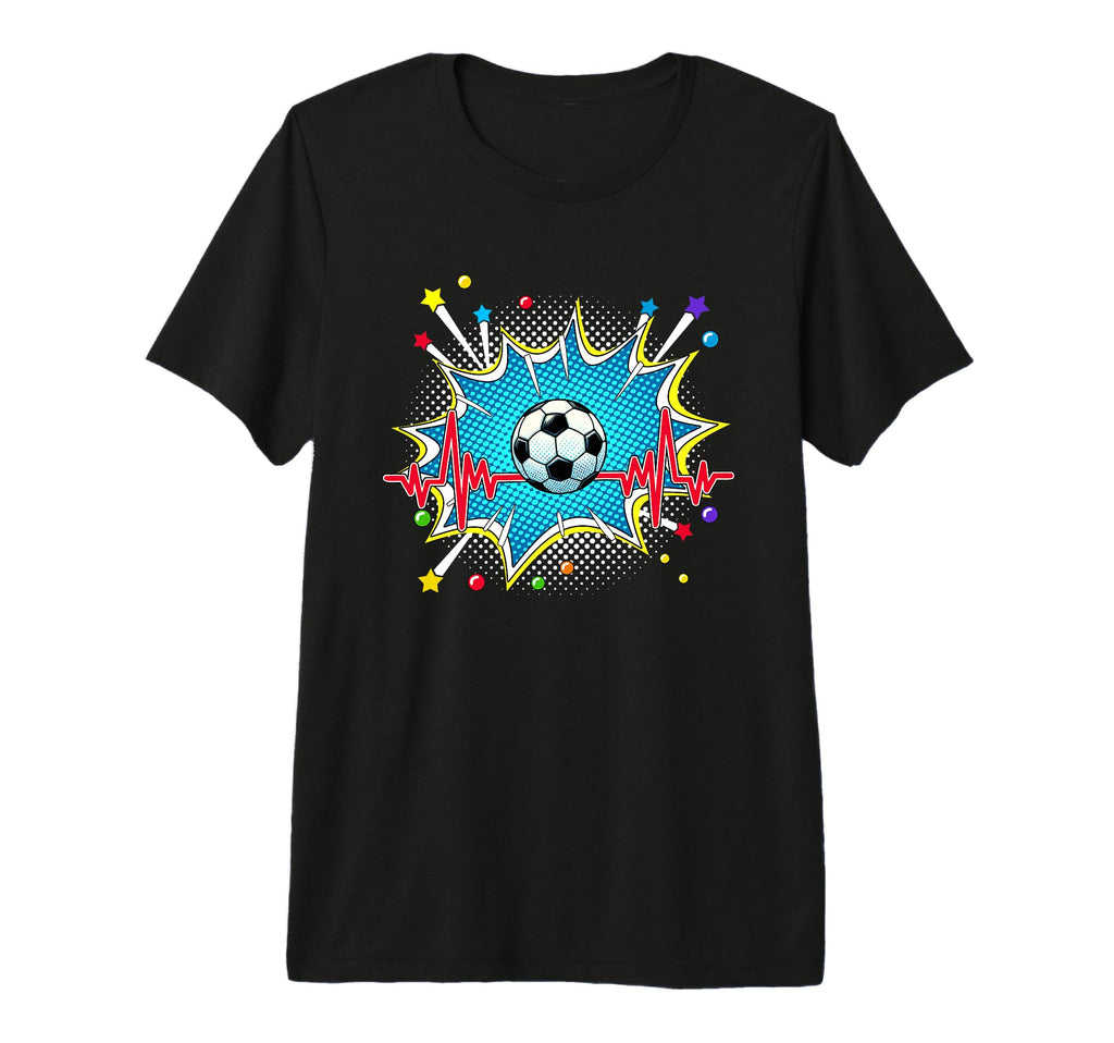 Soccer Pop Art Comic Heartbeat Tri T-Shirt - Custom Art Print for Adults - T-Shirt, Sweatshirt, Hoodie