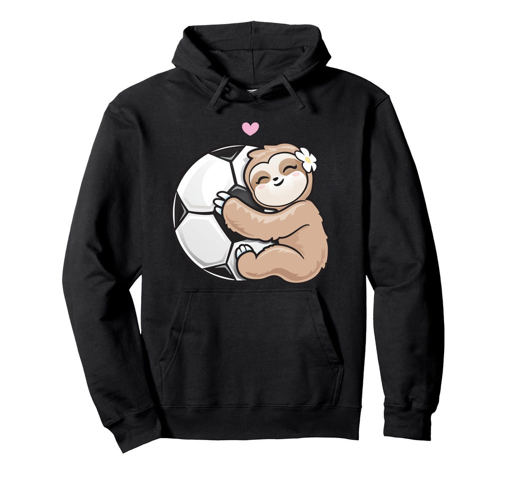 Soccer Adorable Sloth Loves Football Hoodie - Novelty Apparel for Adults - T-Shirt, Sweatshirt, Hoodie