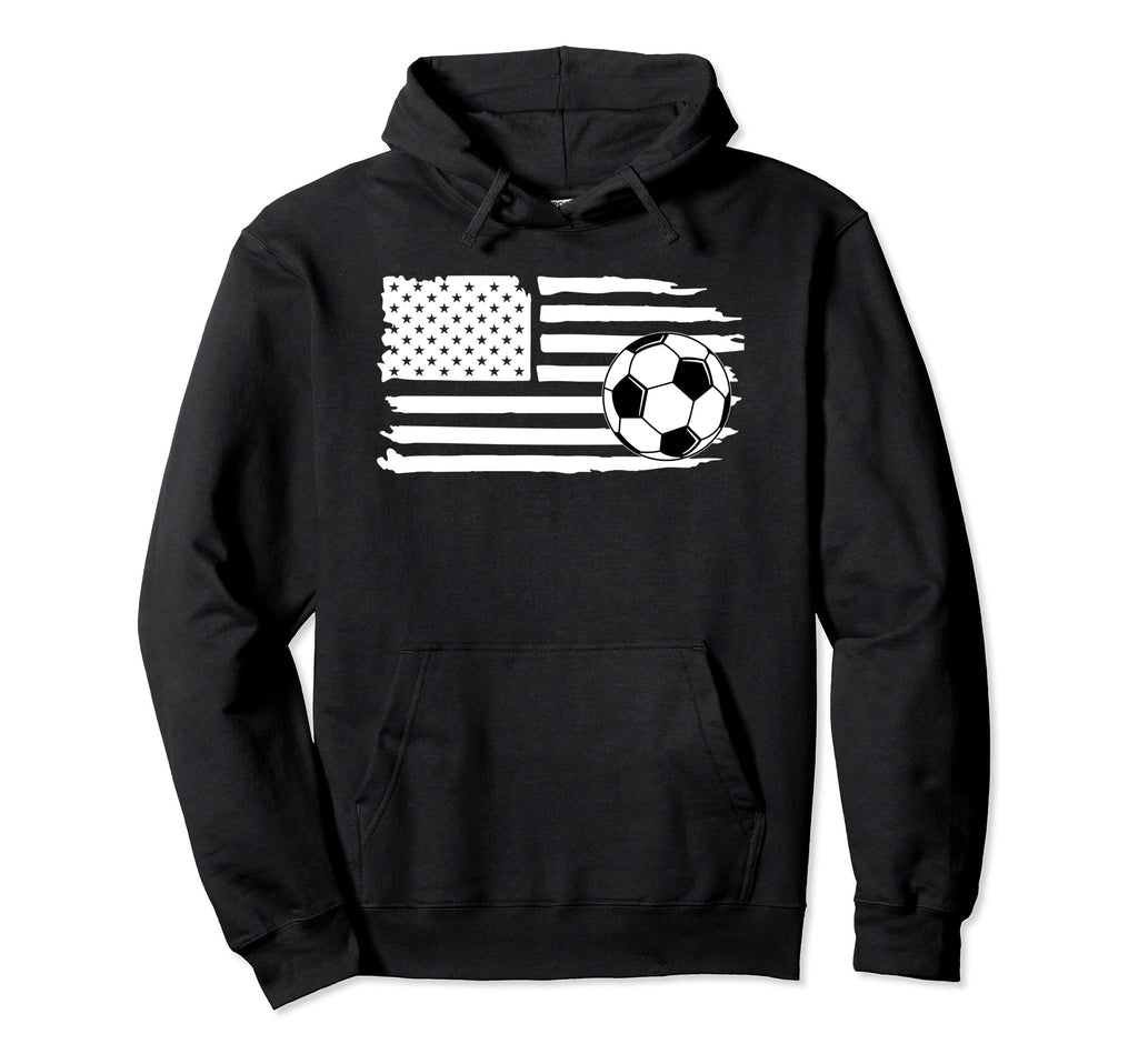 Distressed American Flag Soccer Ball Usa Hoodie - Novelty Apparel Unisex - T-Shirt, Sweatshirt, Hoodie