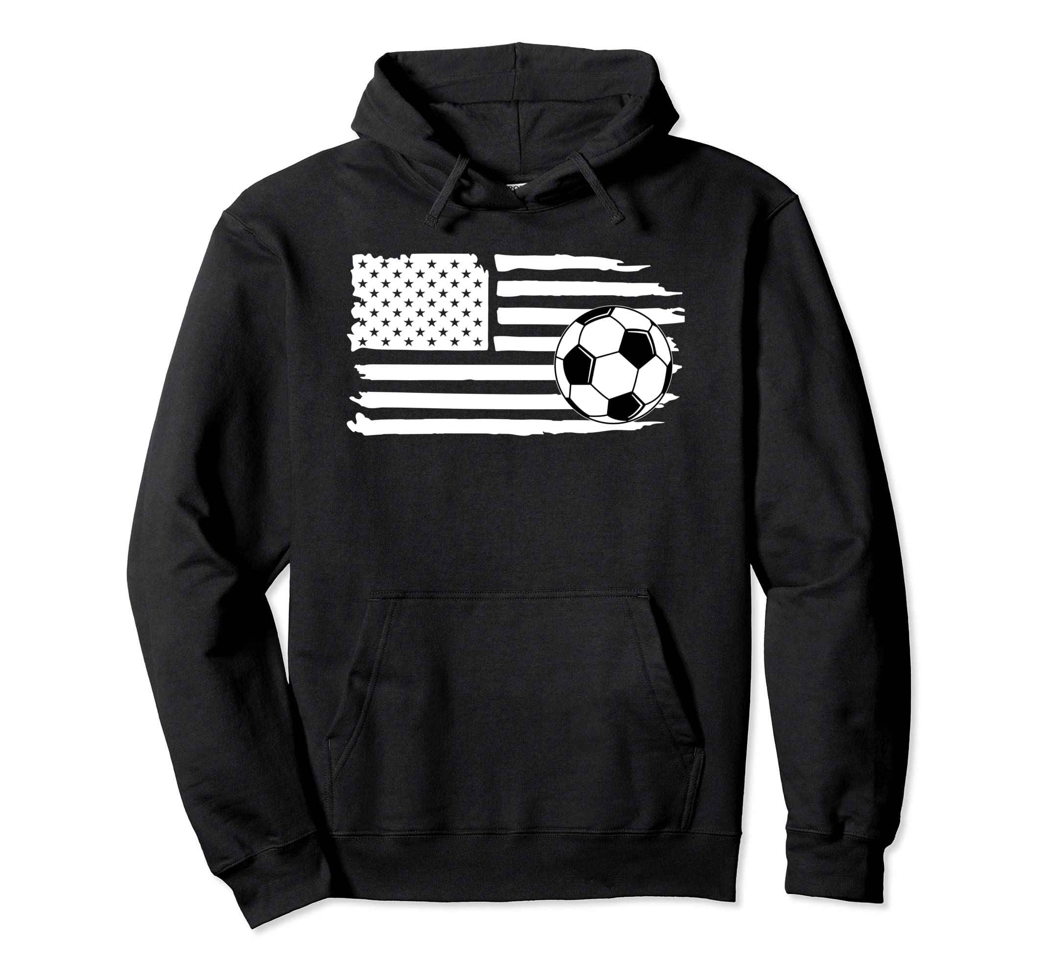 Distressed American Flag Soccer Ball Usa Hoodie - Novelty Apparel Unisex - T-Shirt, Sweatshirt, Hoodie