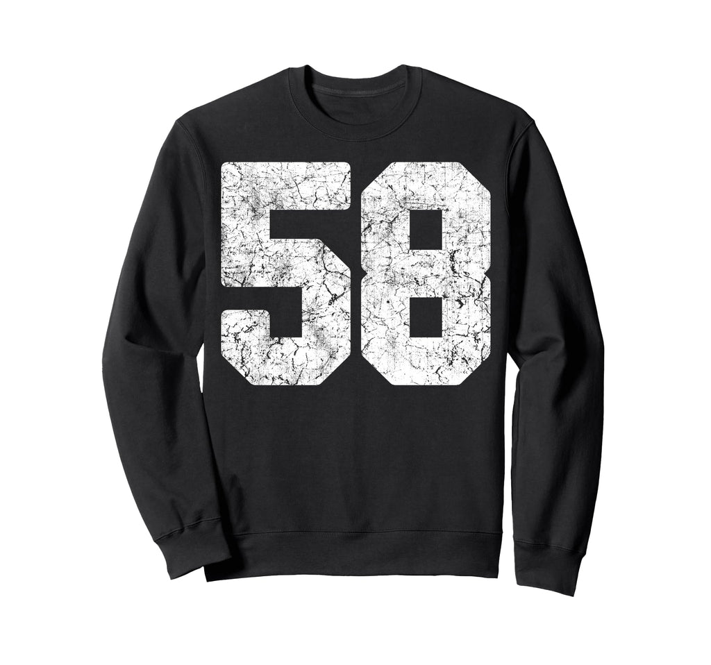 Distressed White Number 58 Jersey Sweatshirt - Custom Art Print for Adults - T-Shirt, Sweatshirt, Hoodie