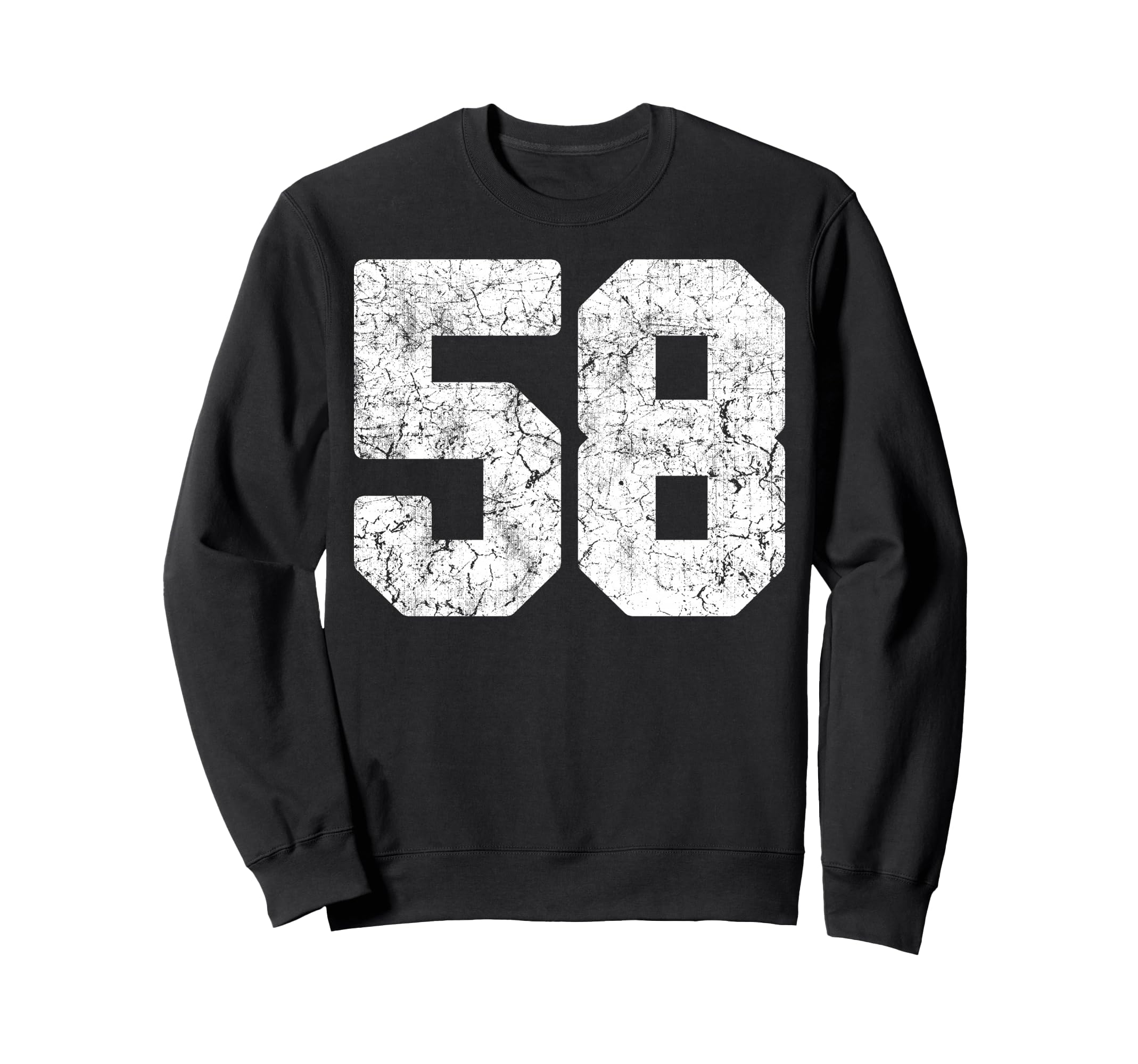 Distressed White Number 58 Jersey Sweatshirt - Fun Novelty Design Unisex - T-Shirt, Sweatshirt, Hoodie