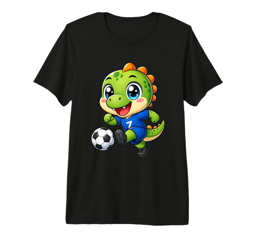 Kawaii Dinosaur Playing Soccer Cartoon T-Shirt - Trendy Graphic Men Women - T-Shirt, Sweatshirt, Hoodie