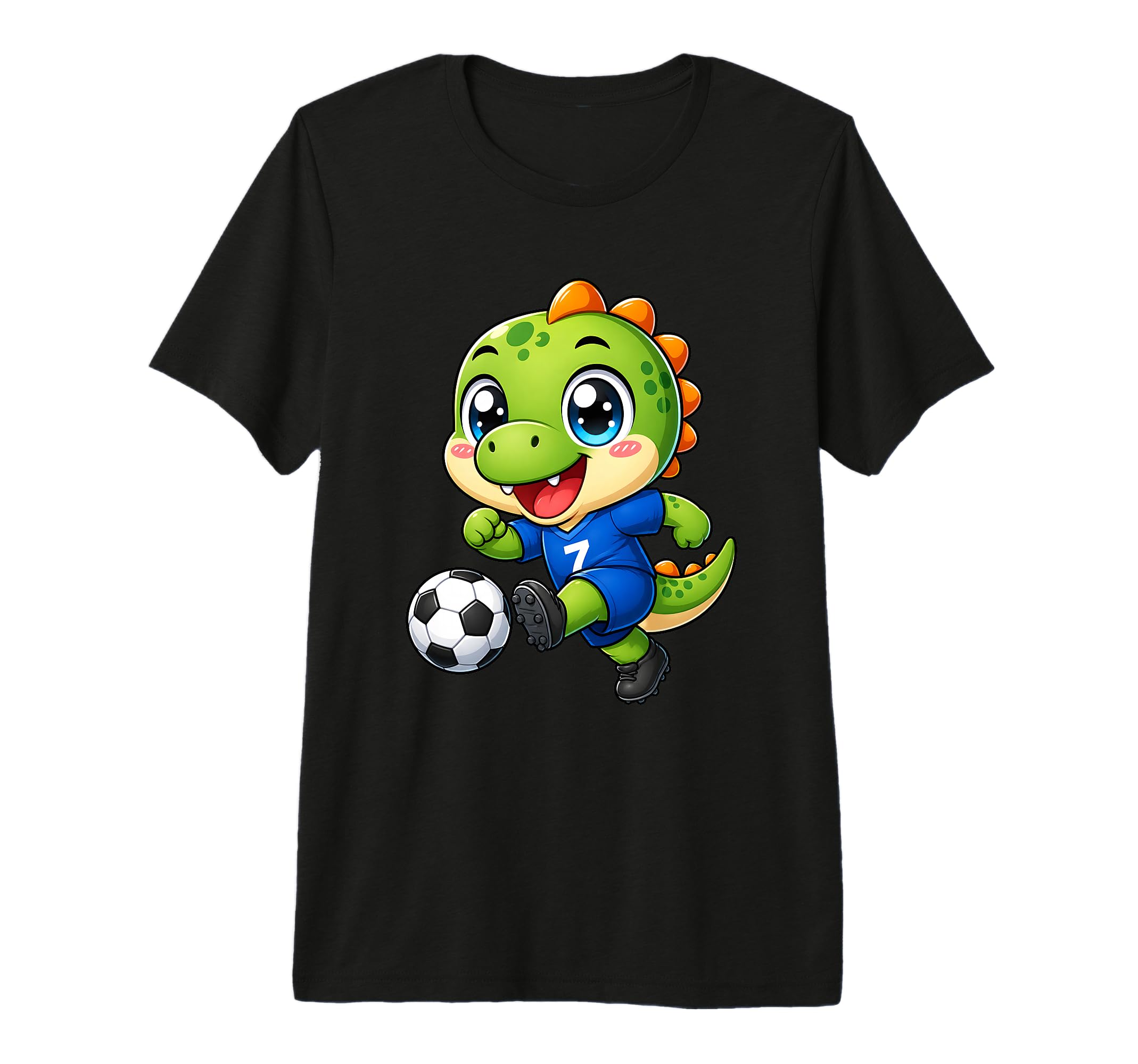 Kawaii Dinosaur Playing Soccer Cartoon T-Shirt - Trendy Graphic Men Women - T-Shirt, Sweatshirt, Hoodie
