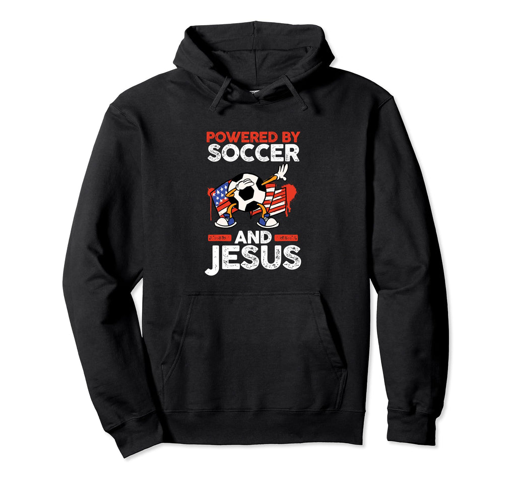 Powered Soccer And Jesus Hoodie - Unique Graphic for Adults - T-Shirt, Sweatshirt, Hoodie