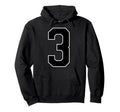 Black Sport Team Number 3 Hoodie - Unique Graphic Unisex - T-Shirt, Sweatshirt, Hoodie