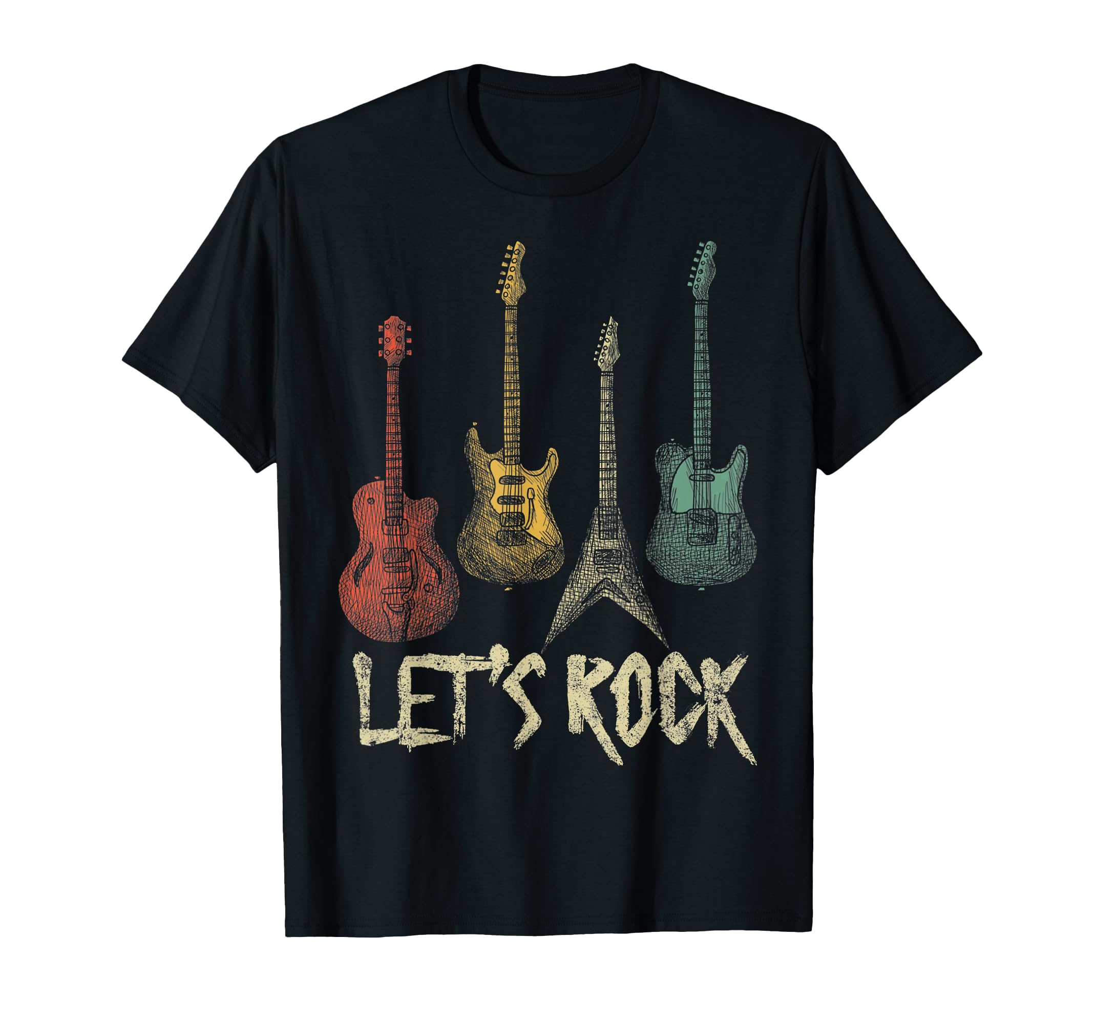 Lets Rock Rock N Roll Guitar Gift T-Shirt - Custom Art Print Men Women - T-Shirt, Sweatshirt, Hoodie