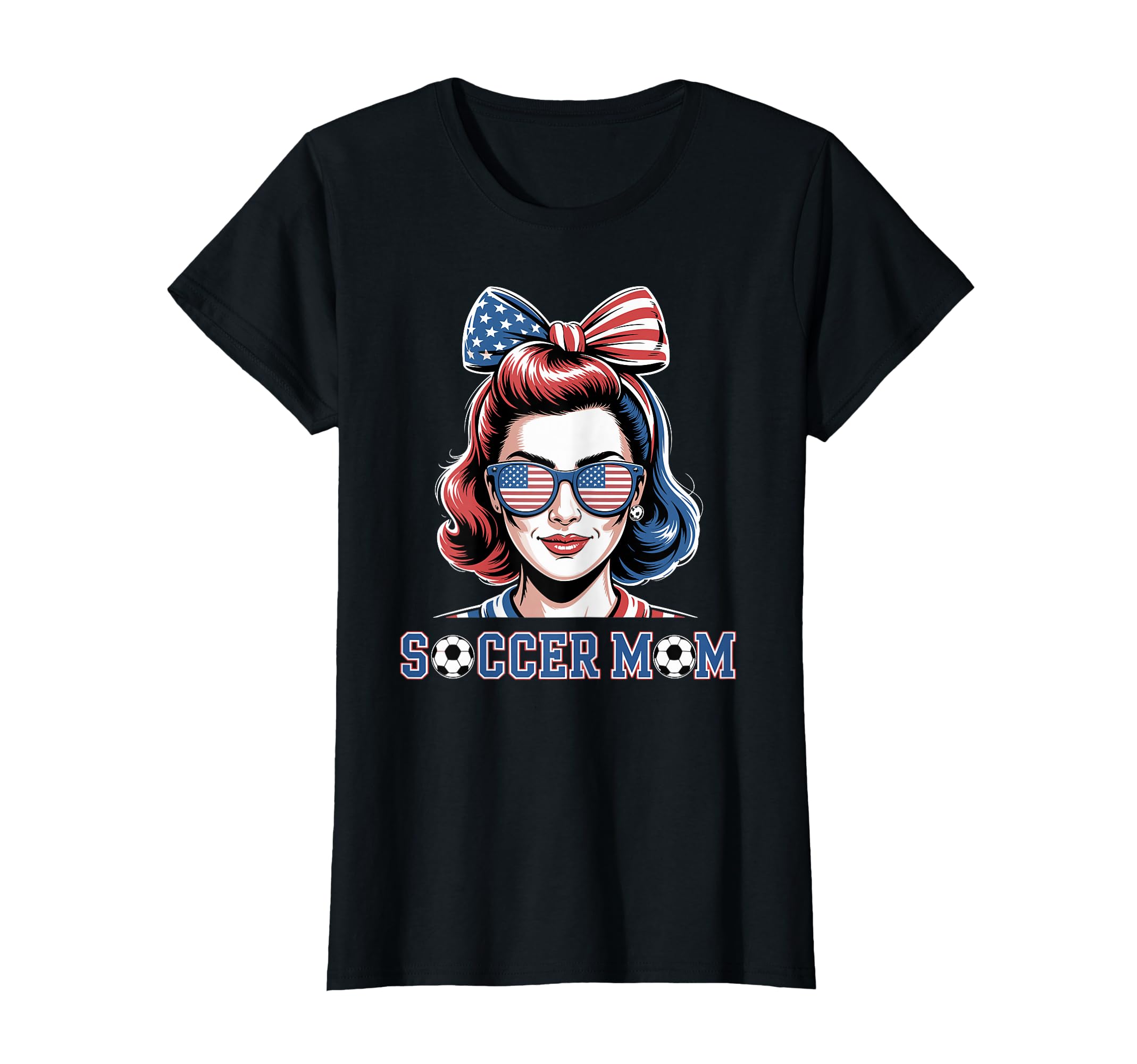 Patriotic Soccer Mom American Flag T-Shirt - Custom Art Print Unisex - T-Shirt, Sweatshirt, Hoodie