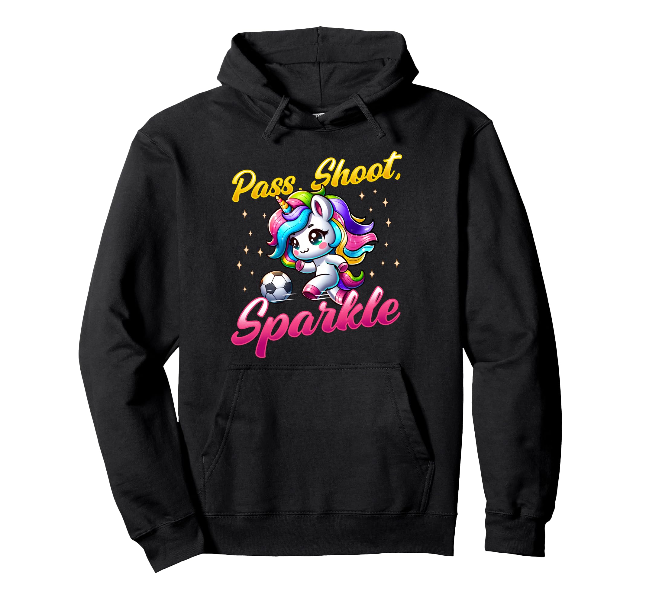 Pass Shoot Sparkle Soccer Player Hoodie - Aesthetic Graphic for Adults - T-Shirt, Sweatshirt, Hoodie