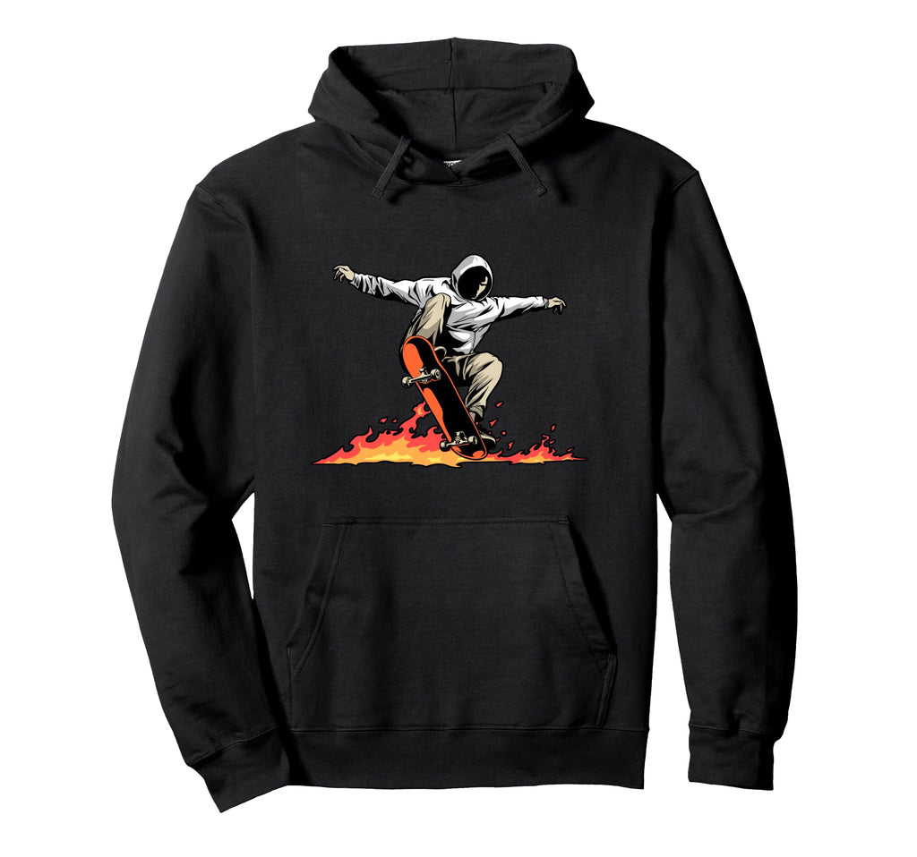 Skateboard Skateboarder Skater Fire Hoodie - Novelty Apparel Unisex - T-Shirt, Sweatshirt, Hoodie