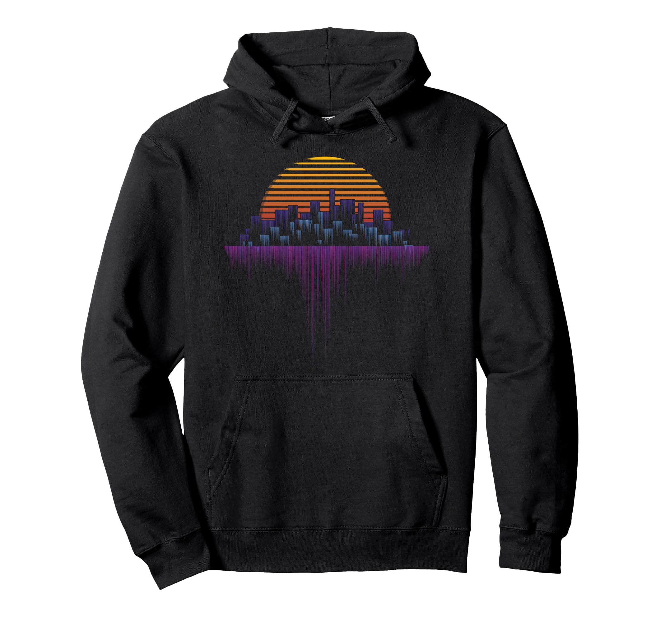 Synthwave Outrun Vaporwave City Sunset Hoodie - Aesthetic Graphic Unisex - T-Shirt, Sweatshirt, Hoodie