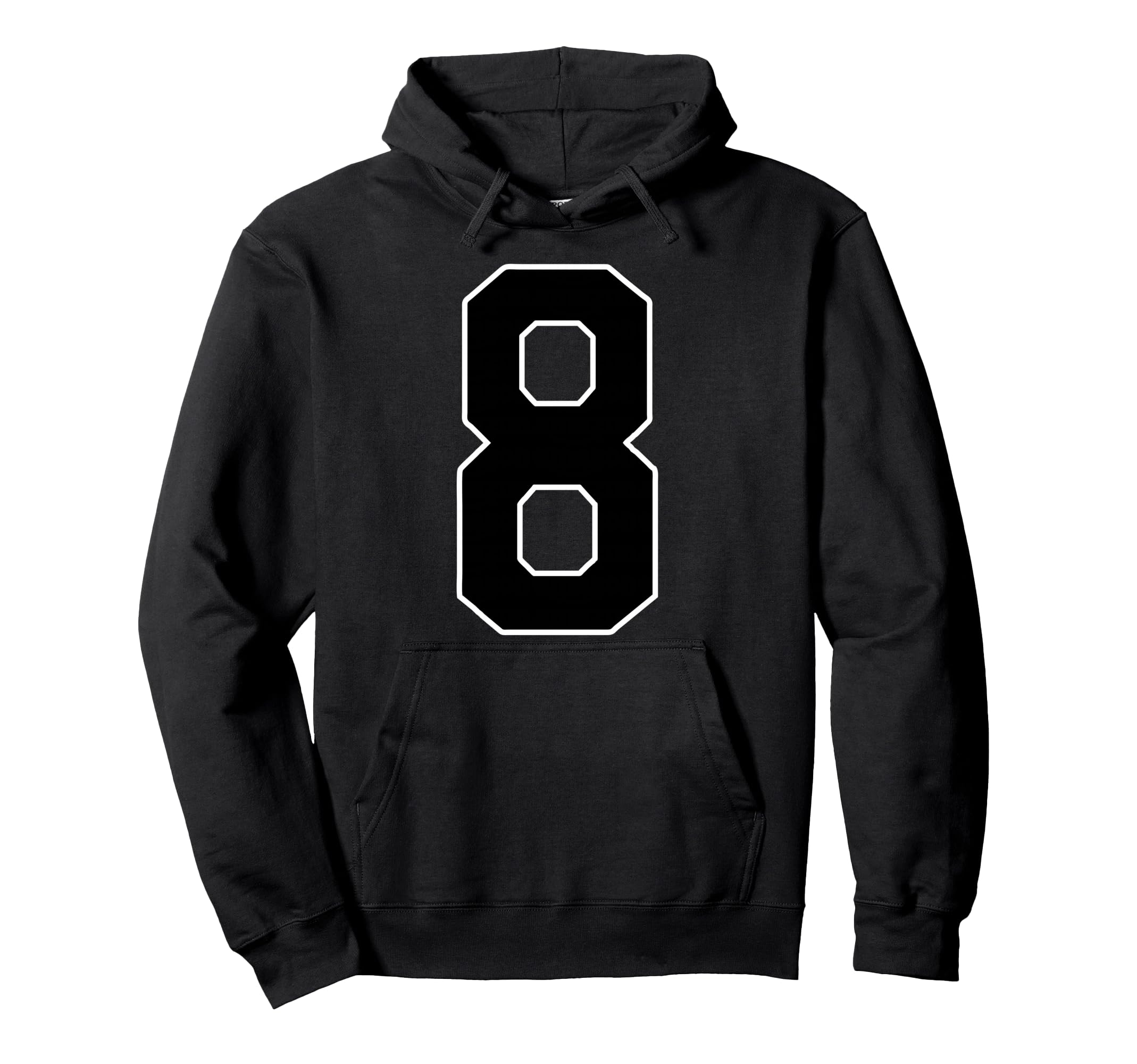 Black Sports Team Number 8 Fan Hoodie - Custom Art Print Unisex - T-Shirt, Sweatshirt, Hoodie