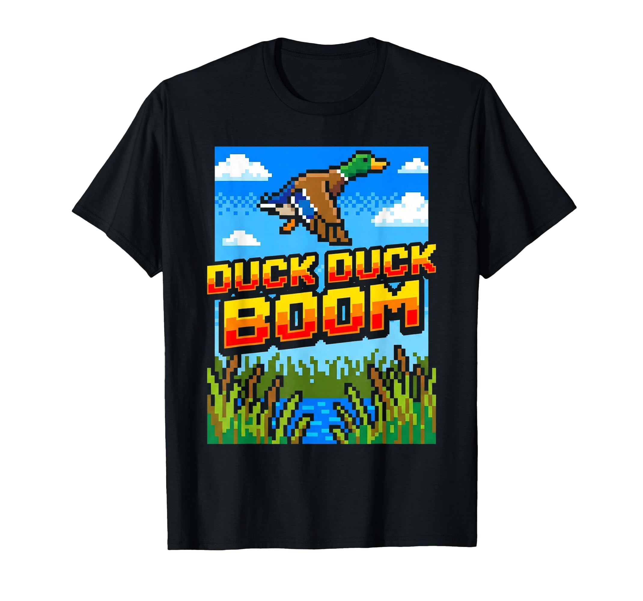 Funny Duck Hunting Pixel Art Gamer 8 Bit T-Shirt - Custom Art Print Unisex - T-Shirt, Sweatshirt, Hoodie