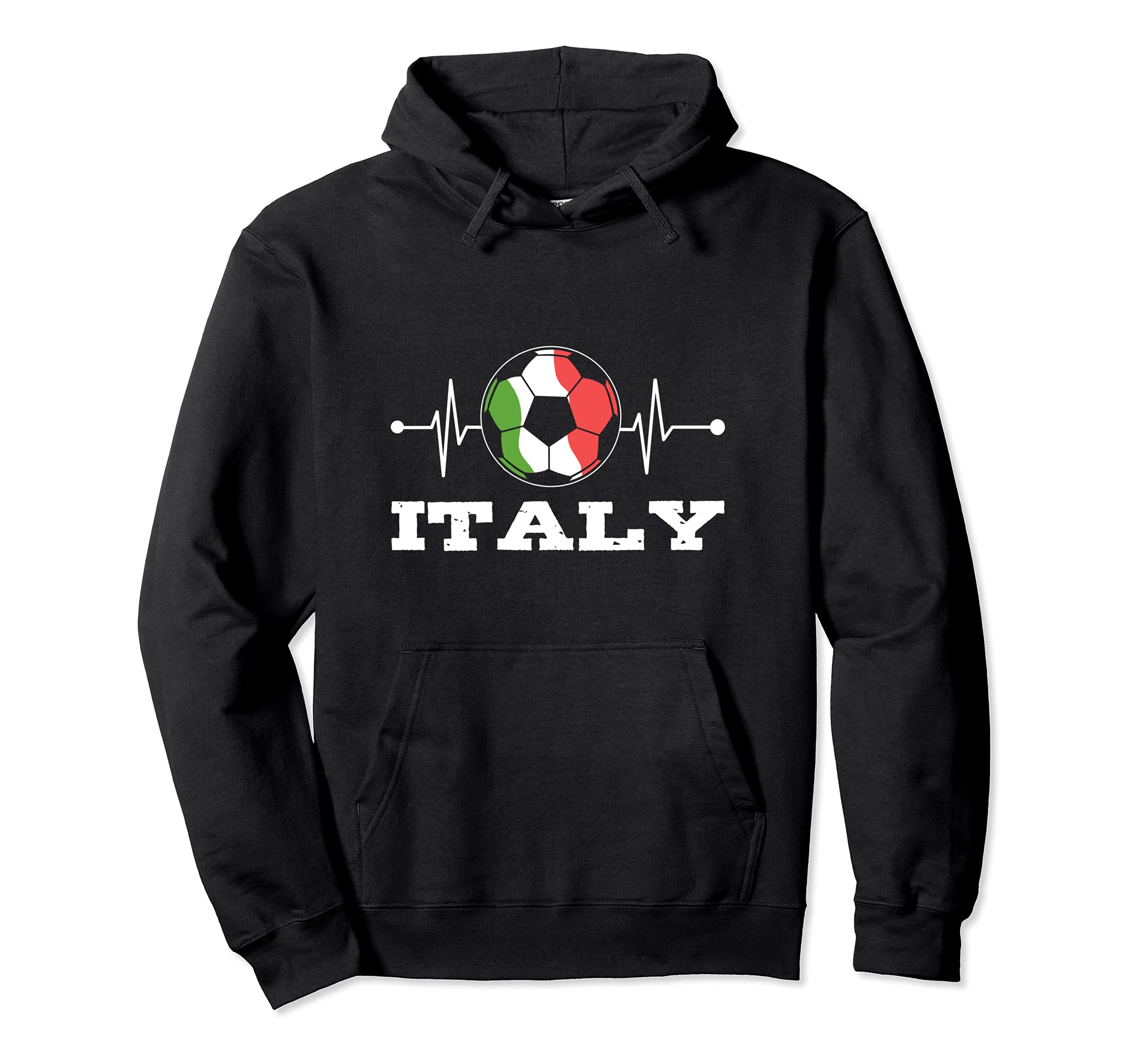 I Love Italy Soccer Heartbeat Hoodie - Fun Novelty Design Unisex - T-Shirt, Sweatshirt, Hoodie