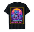 Cyberpunk Arcade Cat Synthwave Gamer T-Shirt - Minimalist Print Men Women - T-Shirt, Sweatshirt, Hoodie