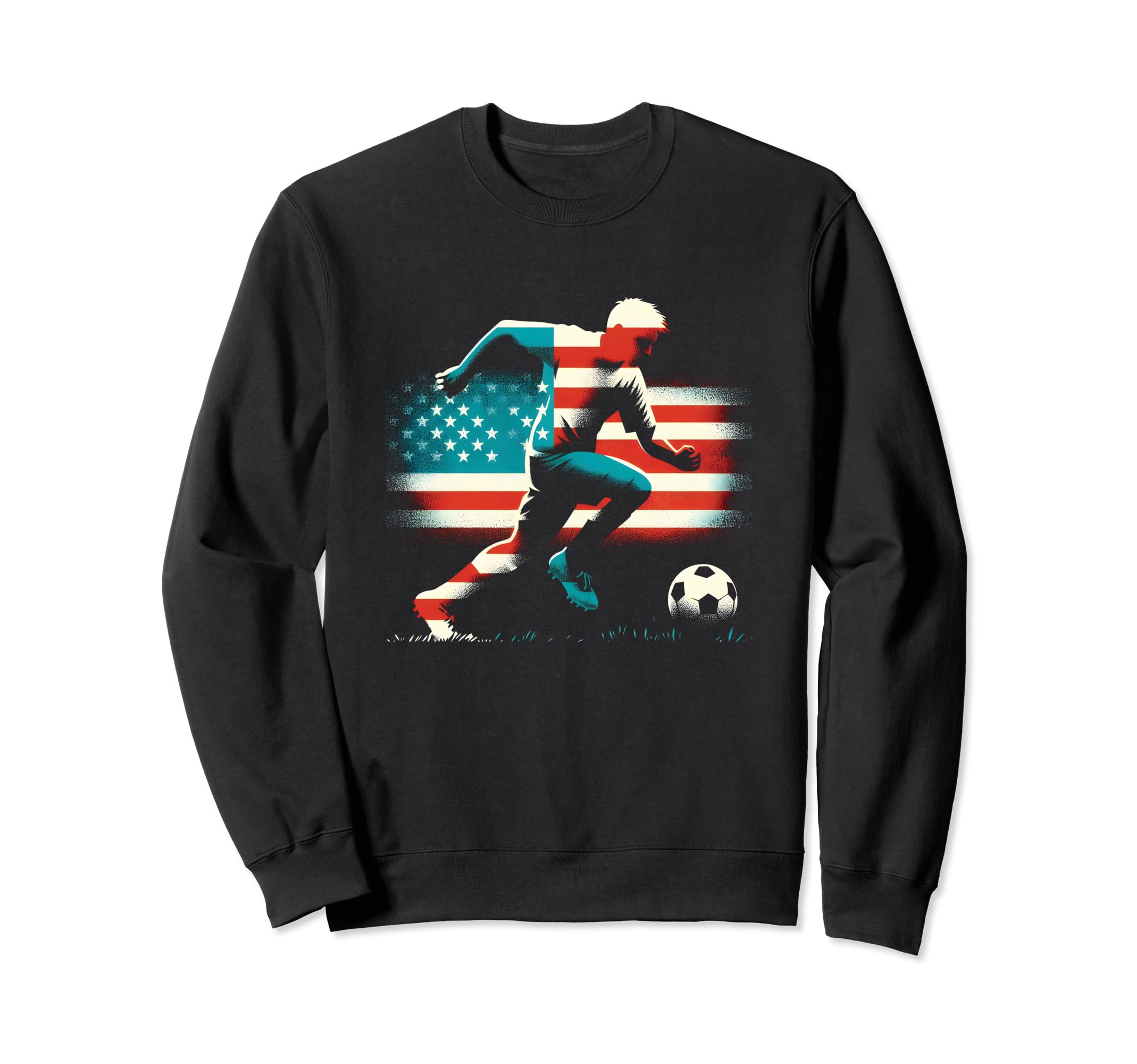 Male Soccer Player American Flag Sweatshirt - Aesthetic Graphic Unisex - T-Shirt, Sweatshirt, Hoodie