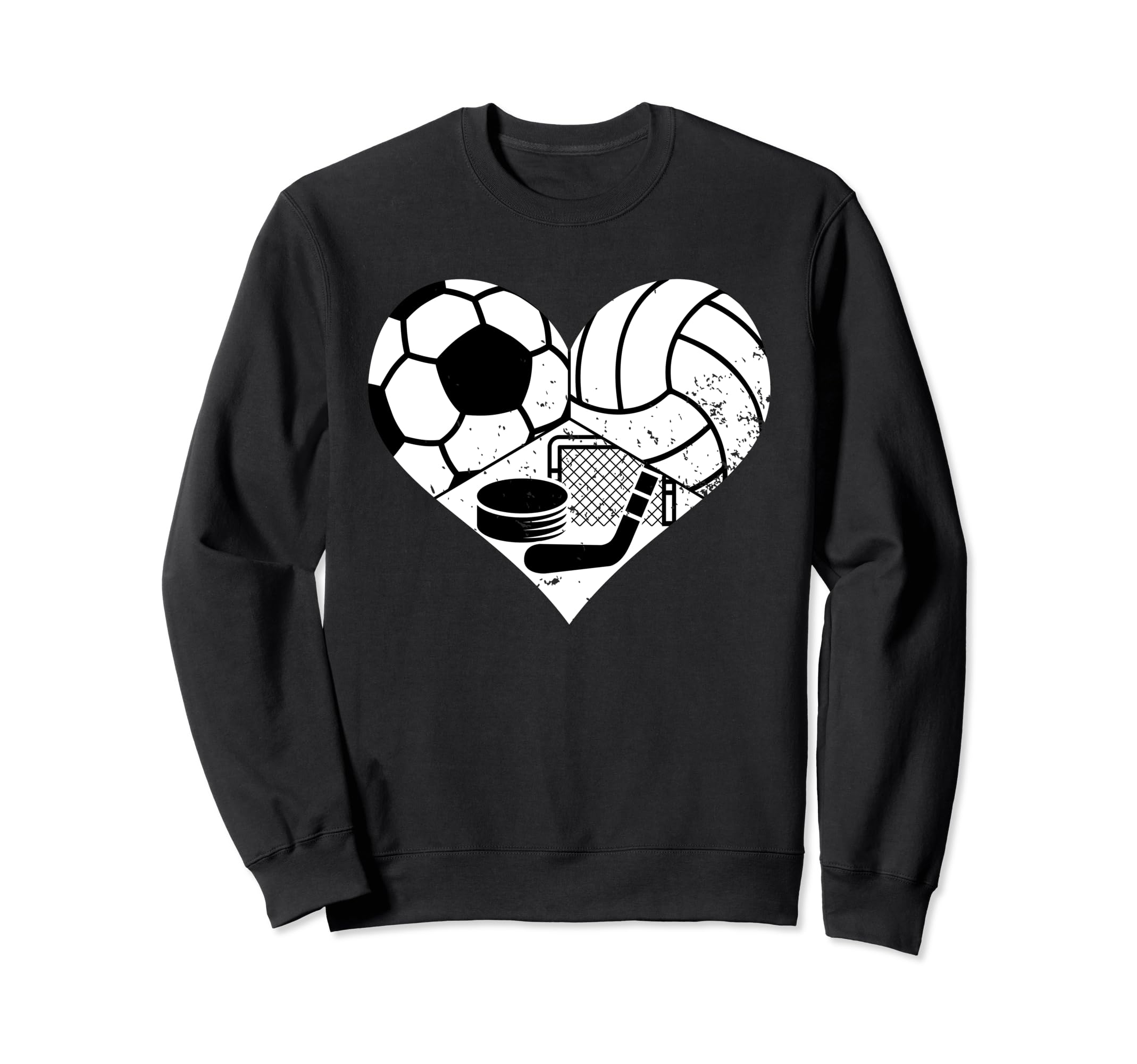 Soccer Volleyball Hockey Heart Funny Sweatshirt - Unique Graphic Unisex - T-Shirt, Sweatshirt, Hoodie