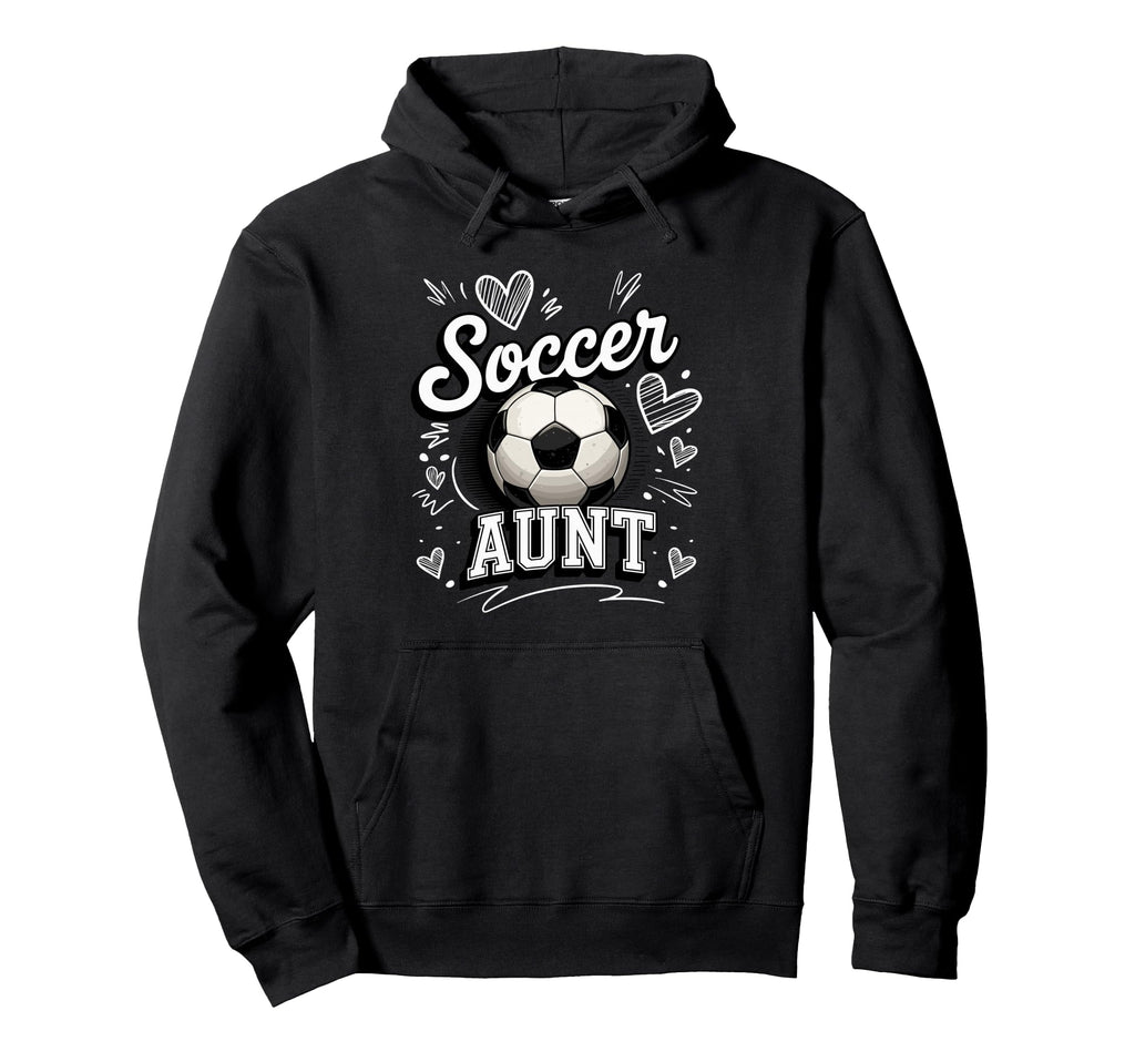 Soccer Aunt Heart Football Game Hoodie - Casual Everyday Wear for Adults - T-Shirt, Sweatshirt, Hoodie