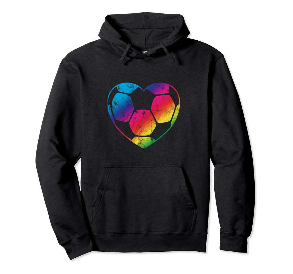 Rainbow Soccer Ball Heart Mom Fan Parent Hoodie - Aesthetic Graphic Unisex - T-Shirt, Sweatshirt, Hoodie