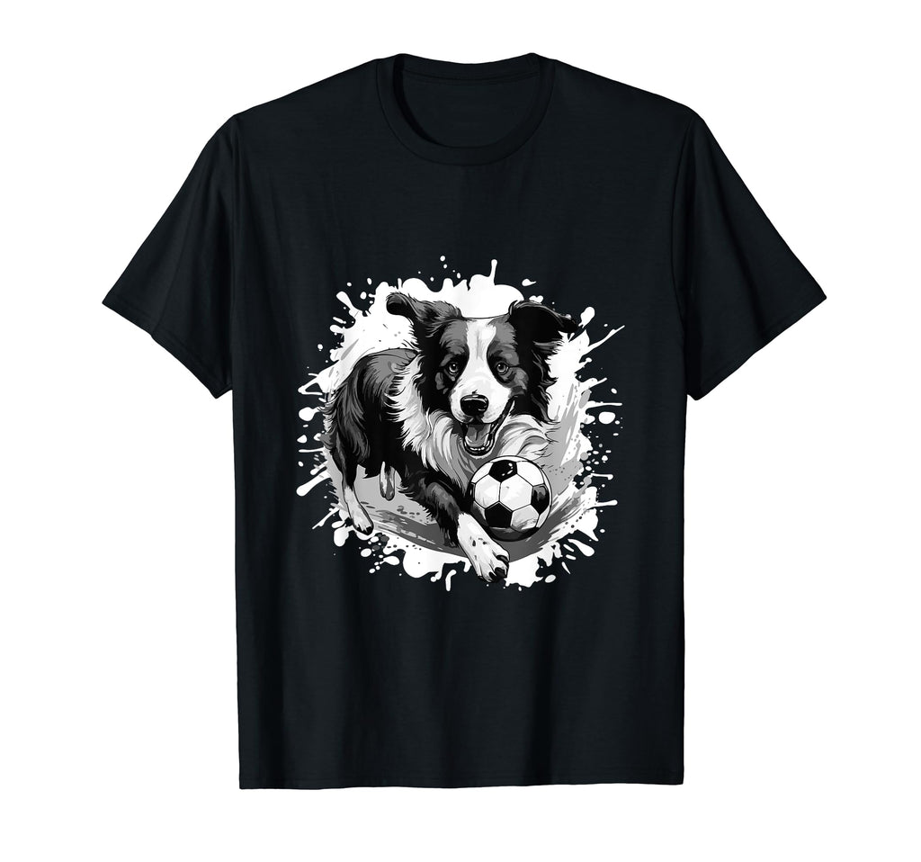 Border Collie Dog Playing Soccer T-Shirt - Casual Everyday Wear Men Women - T-Shirt, Sweatshirt, Hoodie