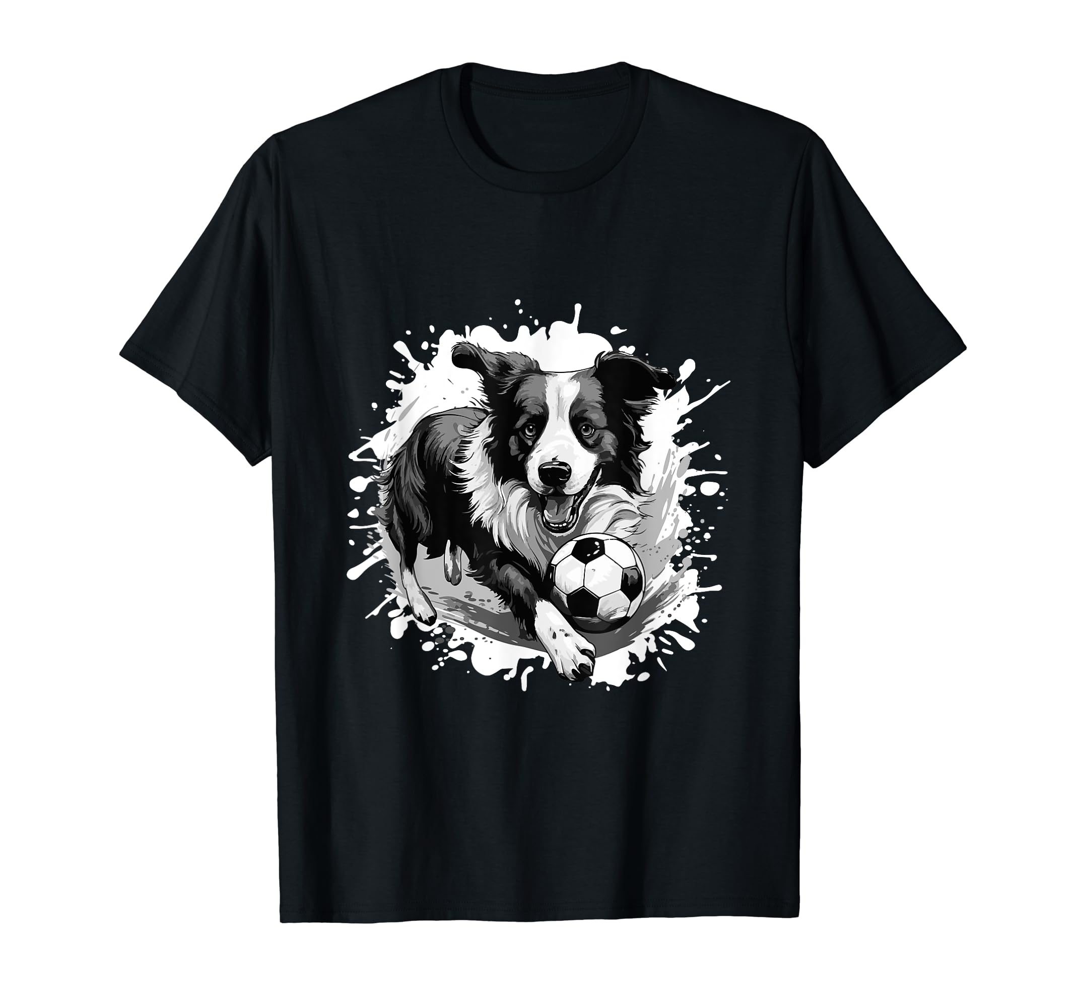 Border Collie Dog Playing Soccer T-Shirt - Casual Everyday Wear Men Women - T-Shirt, Sweatshirt, Hoodie