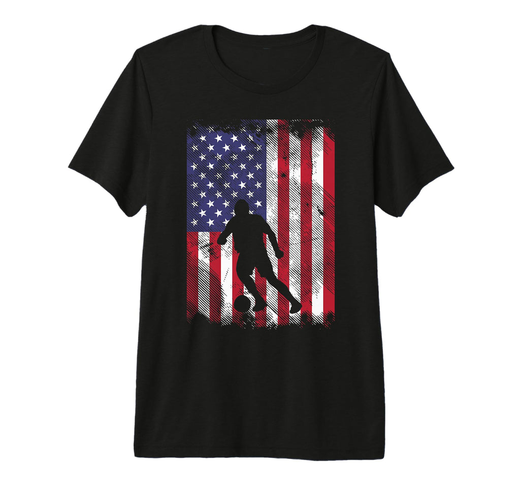 American Flag Soccer Sihouette T-Shirt - Novelty Apparel Men Women - T-Shirt, Sweatshirt, Hoodie