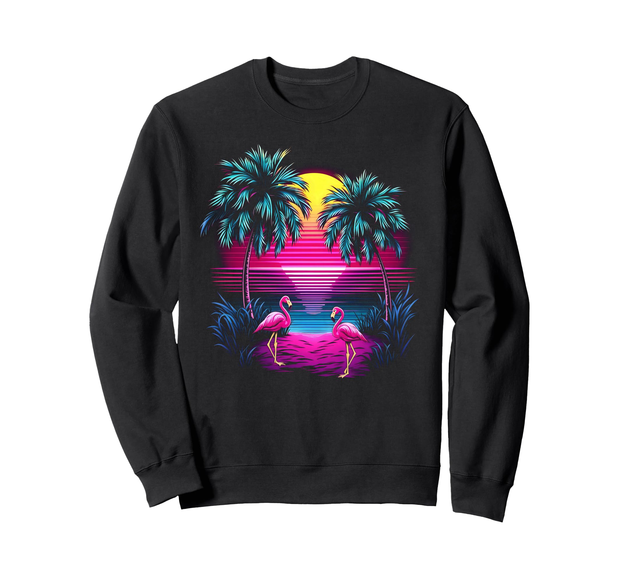 90S Vaporwave Aesthetic Palm Trees 80S Sweatshirt - Unique Graphic Unisex - T-Shirt, Sweatshirt, Hoodie