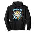 Kickin It Tiger Playing Soccer Hoodie - Fun Novelty Design for Adults - T-Shirt, Sweatshirt, Hoodie