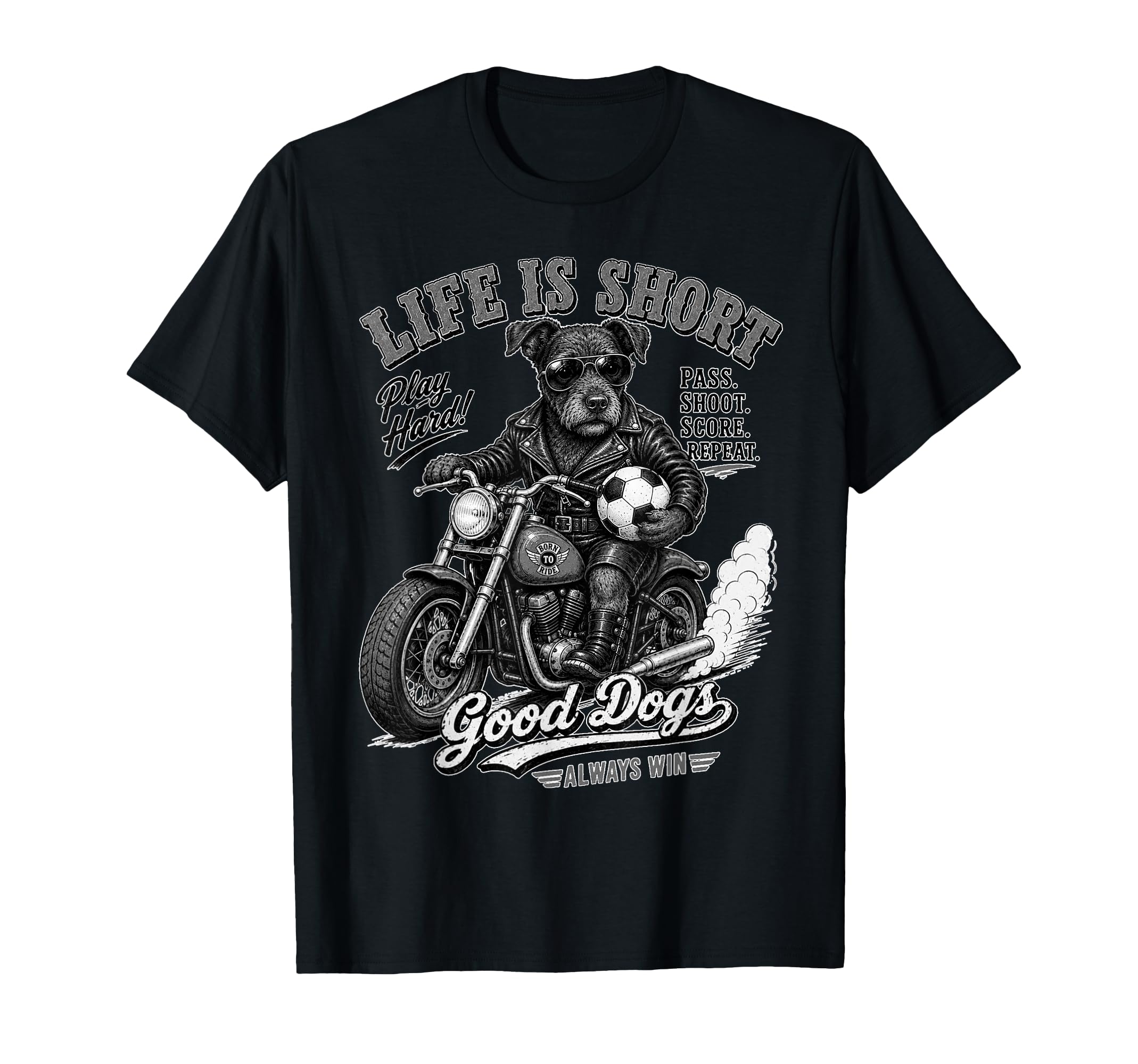 Patterdale Terrier Ride Motorbike T-Shirt - Minimalist Print Men Women - T-Shirt, Sweatshirt, Hoodie